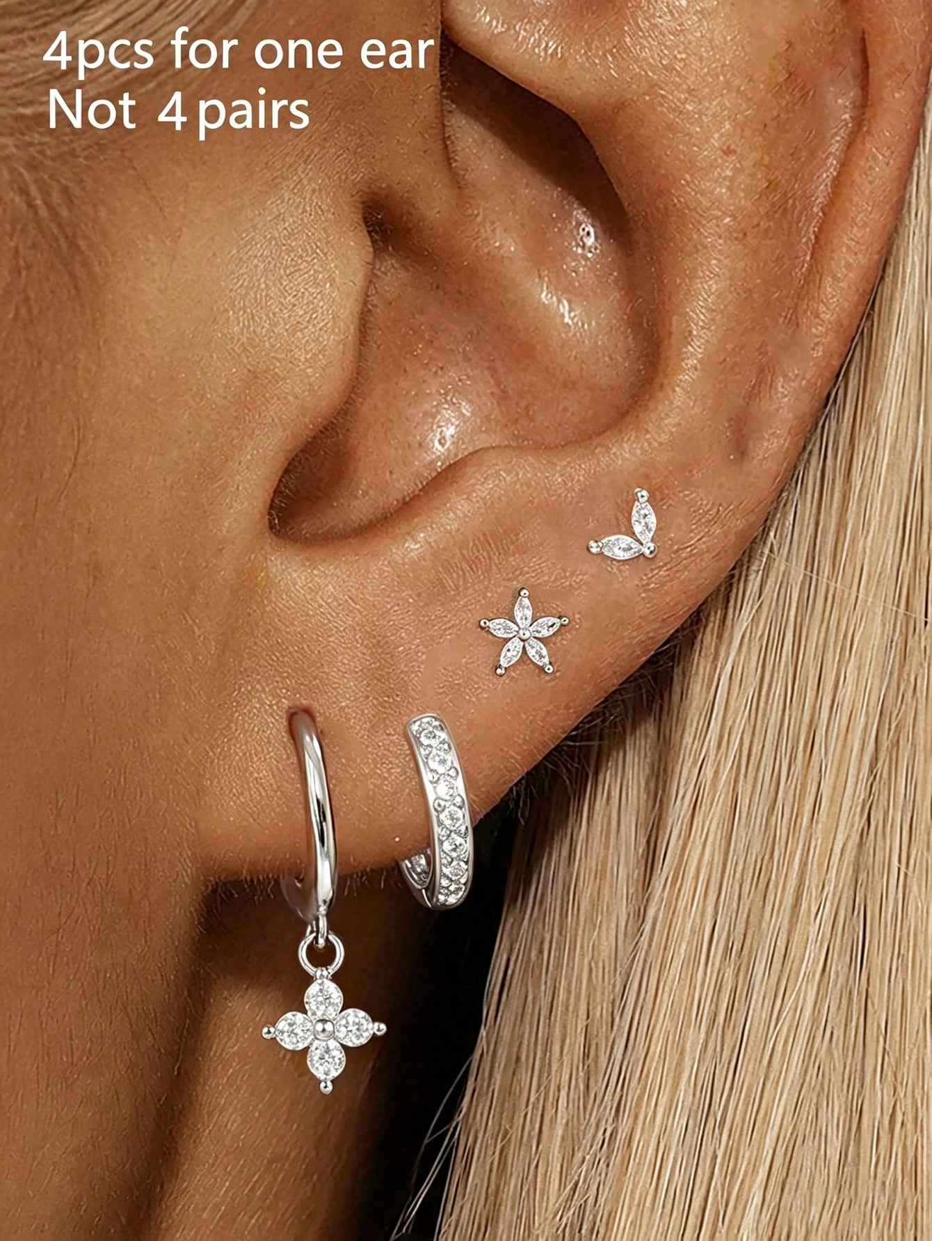 /Set Boucles d'oreilles à tige en forme d'étoile en acier inoxydable à la mode pour — vue 5