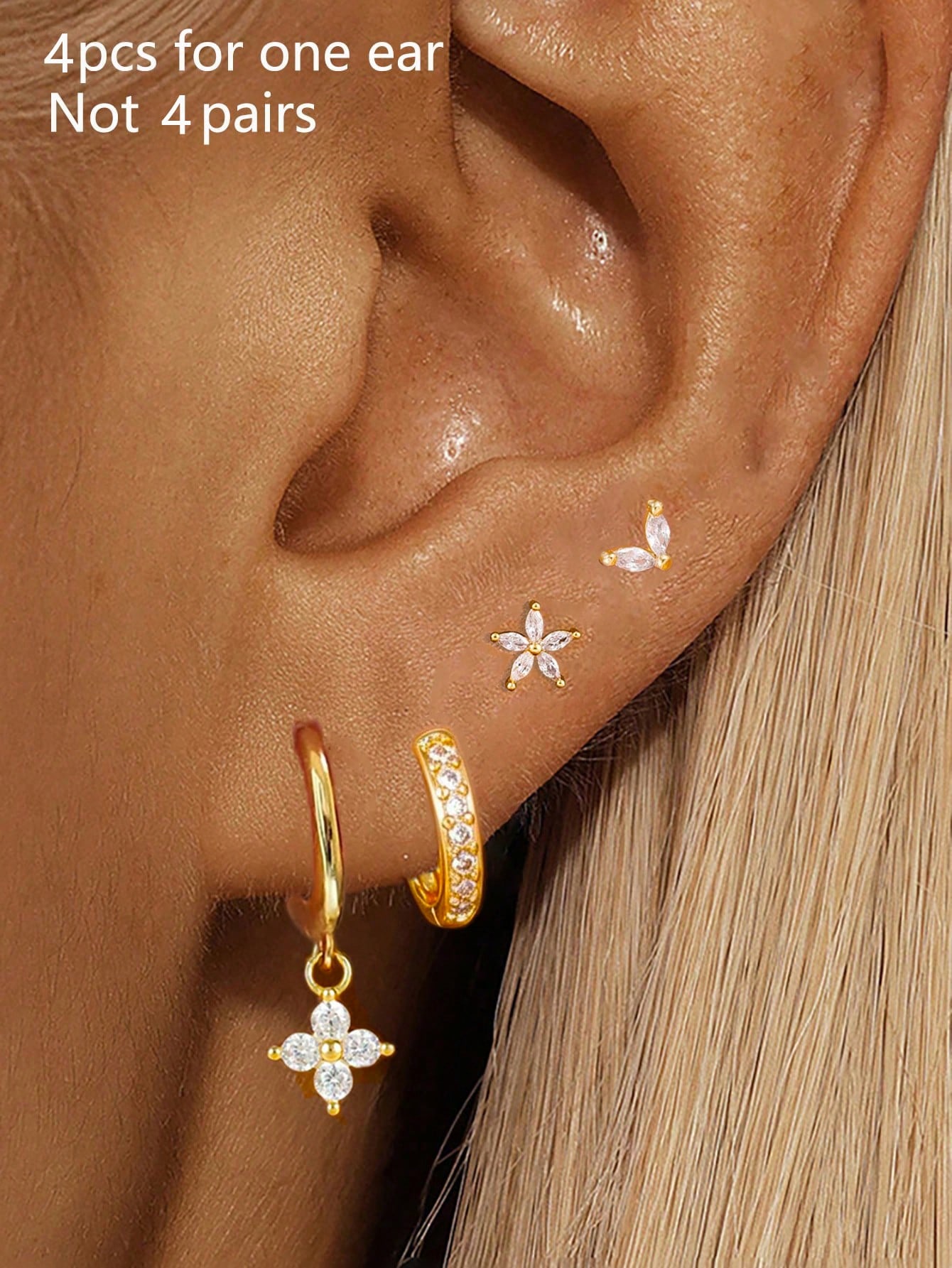 /Set Boucles d'oreilles à tige en forme d'étoile en acier inoxydable à la mode pour — vue 4