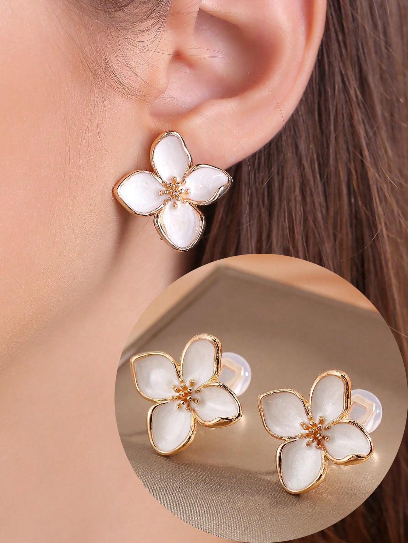 1 paire de boucles d'oreilles à fleurs en goutte d'huile à la mode pour femmes, boucles