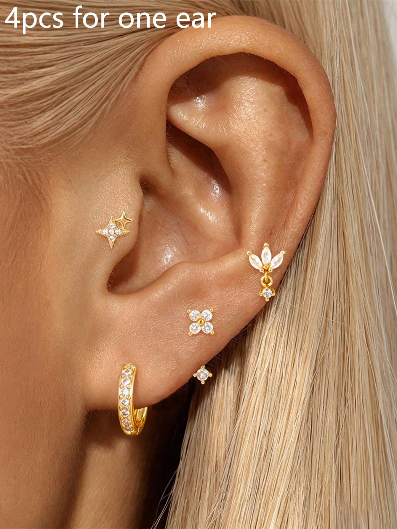 /Set Boucles d'oreilles à tige en forme d'étoile en acier inoxydable à la mode pour — vue 12
