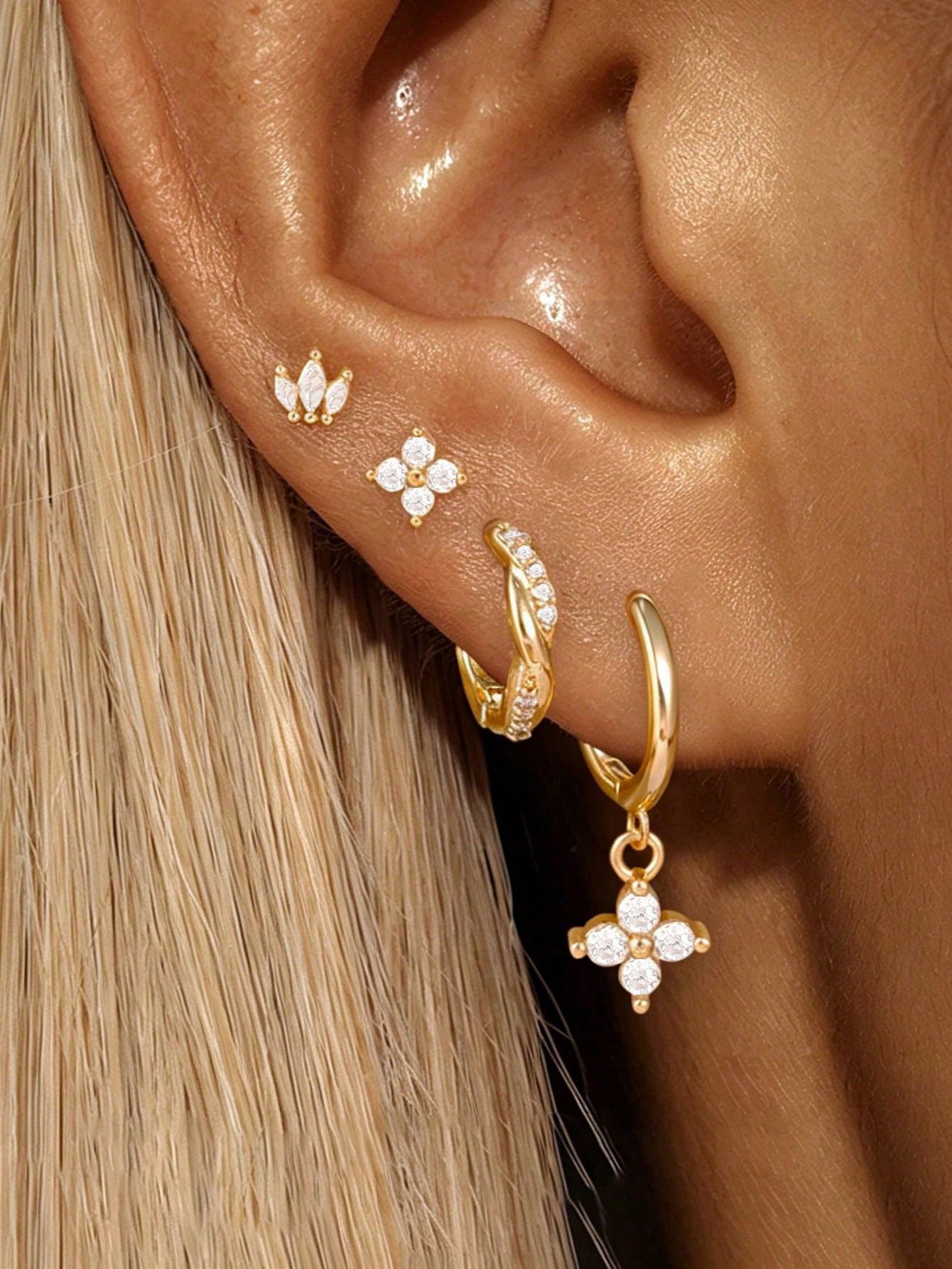 /Set Boucles d'oreilles à tige en forme d'étoile en acier inoxydable à la mode pour — vue 8