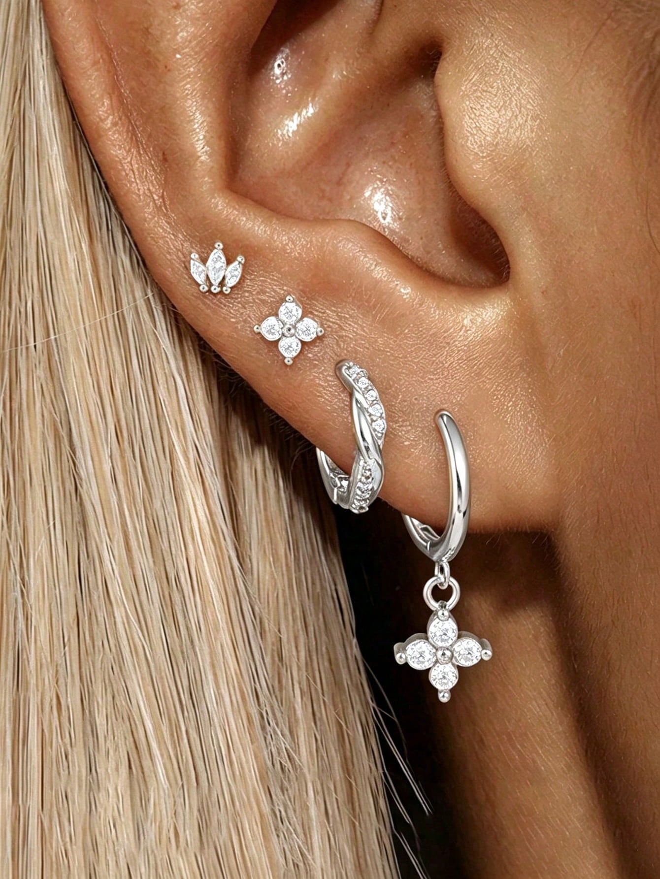 /Set Boucles d'oreilles à tige en forme d'étoile en acier inoxydable à la mode pour — vue 9