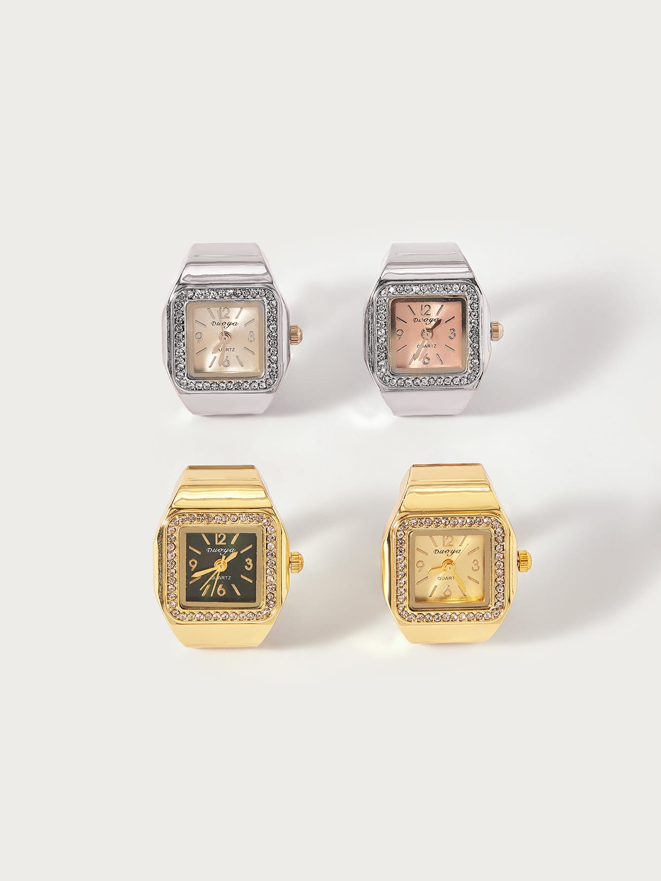Glisma Nouvelle montre-bague de mode BLINGBLING, design carré minimaliste et unique avec — vue 2
