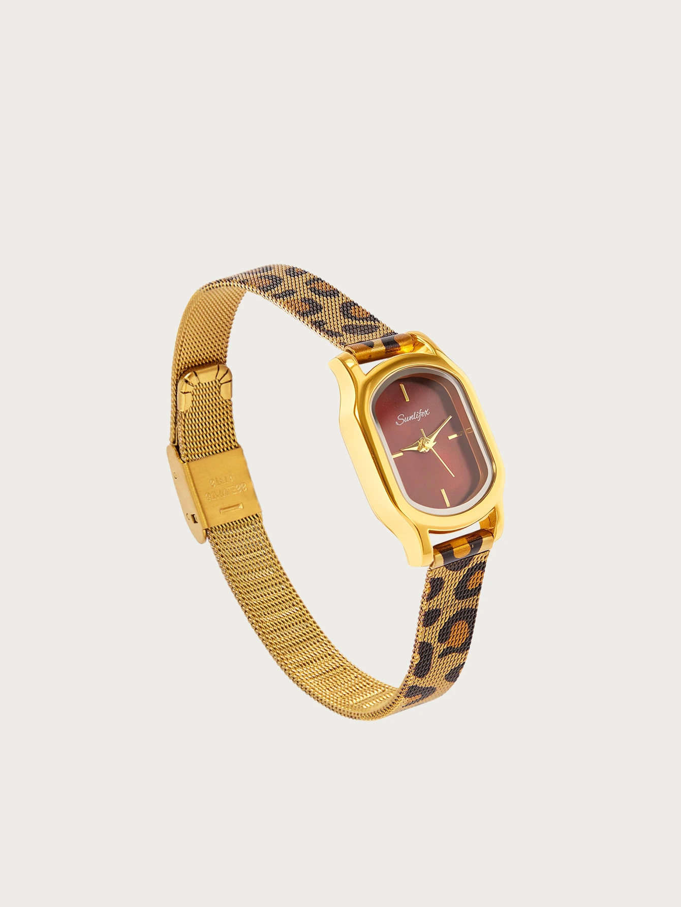 Glisma 1 pièce Montre à quartz pour femme style vintage ovale avec bracelet en bambou — vue 4