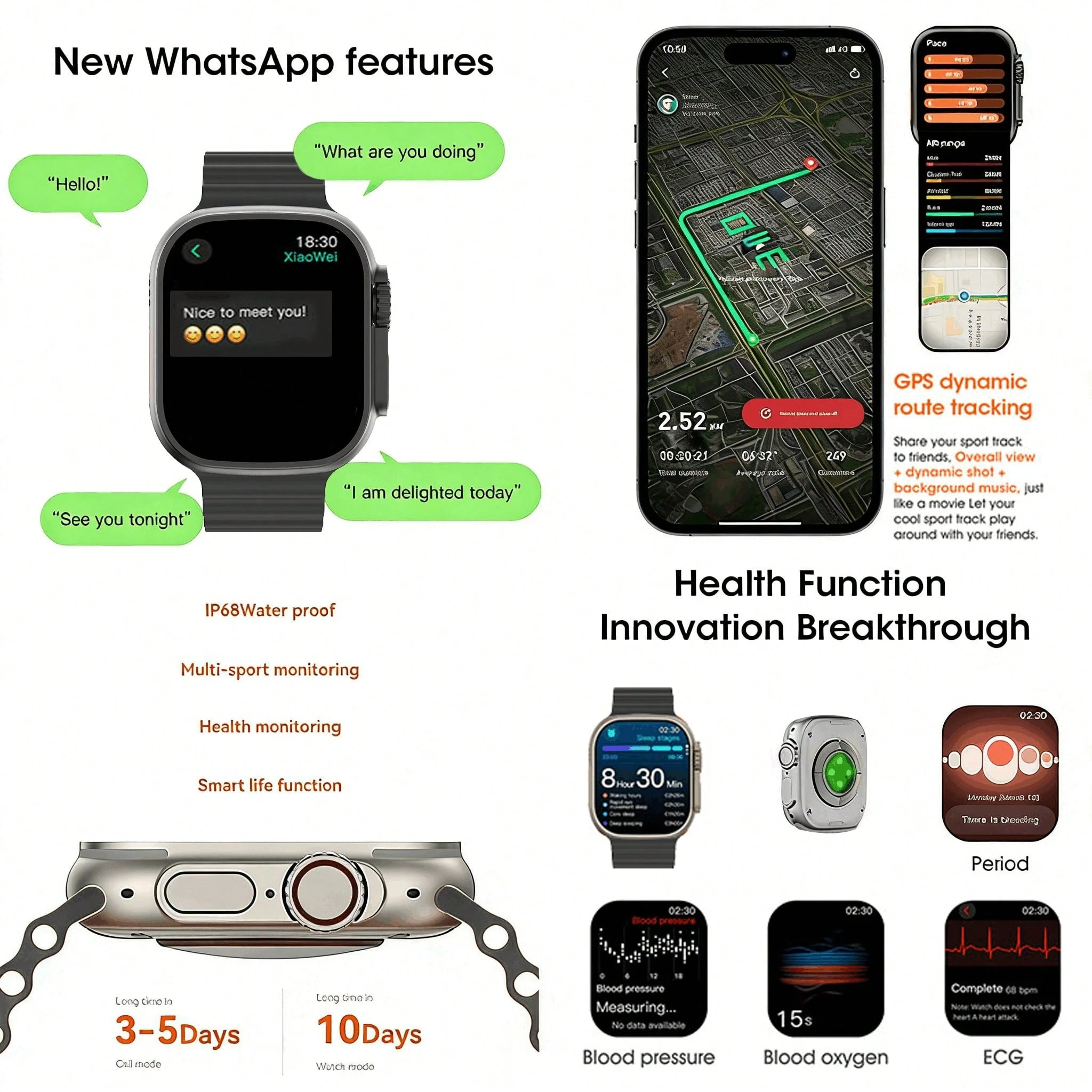 Montre intelligente à commande vocale IA - Assistant IA multifonctionnel + Santé . — vue 4