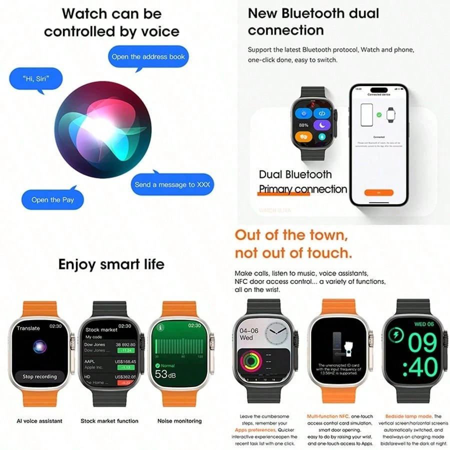 Montre intelligente à commande vocale IA - Assistant IA multifonctionnel + Santé . — vue 9