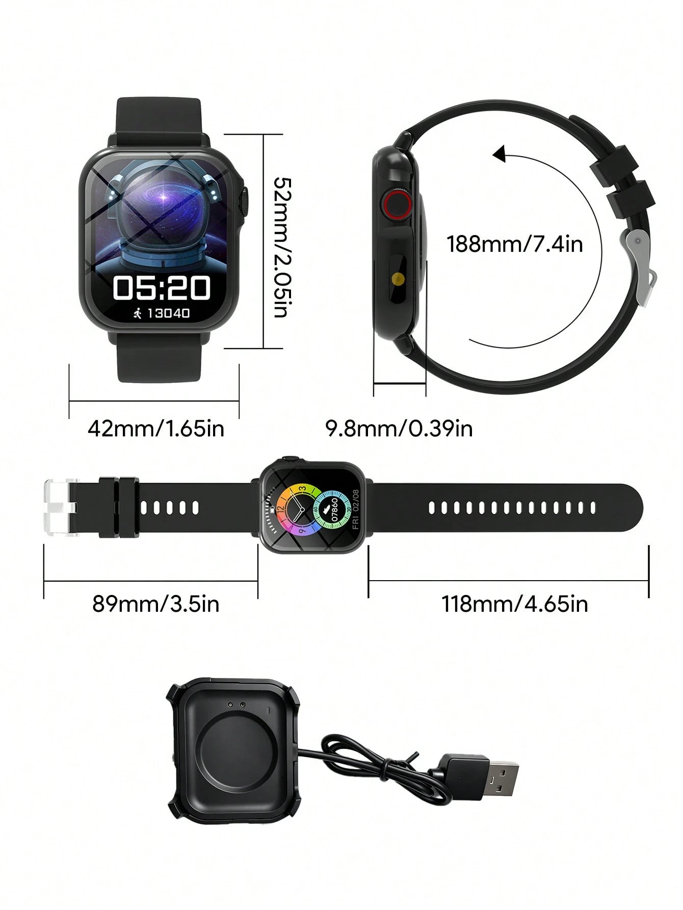 Teckwe Montre connectée avec lampe de poche, suivi de la condition physique avec moniteur — vue 7