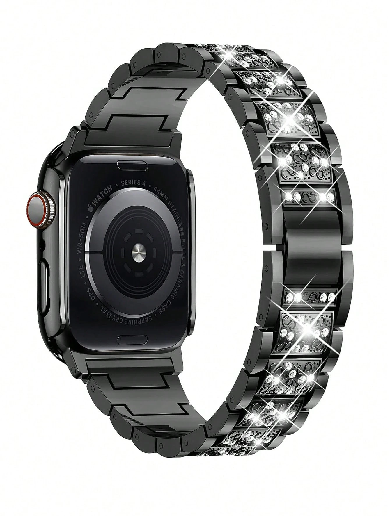 Bracelet de montre incrusté de strass scintillants et boîtier compatible avec Apple Watch — vue 10