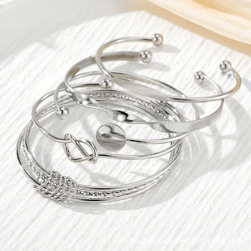 /Set Bracelet chaîne minimaliste européen et américain, Bracelet ouvert à nœud mélangé — vue 3