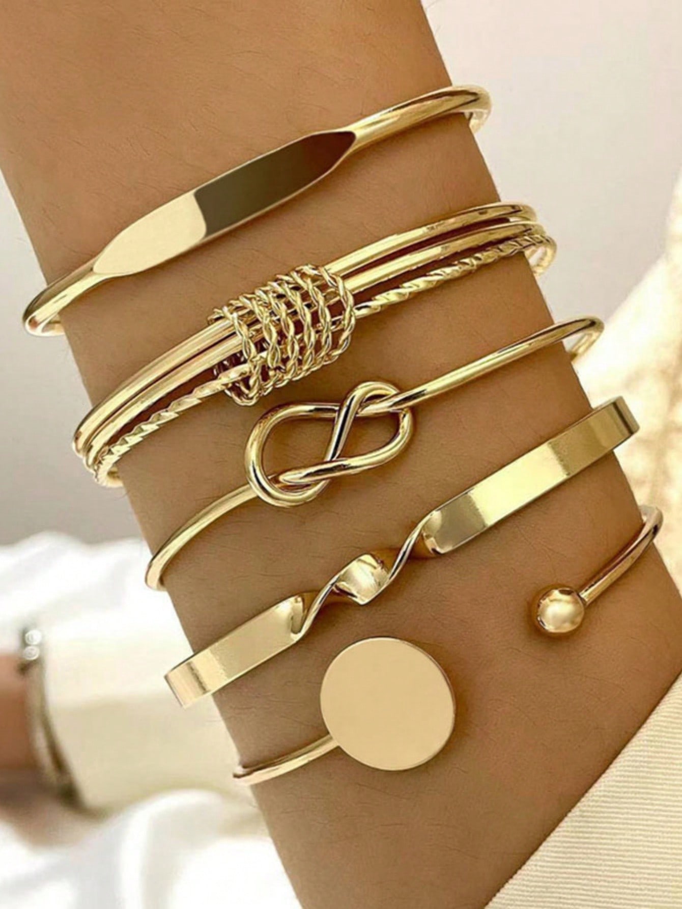 /Set Bracelet chaîne minimaliste européen et américain, Bracelet ouvert à nœud mélangé — vue 11