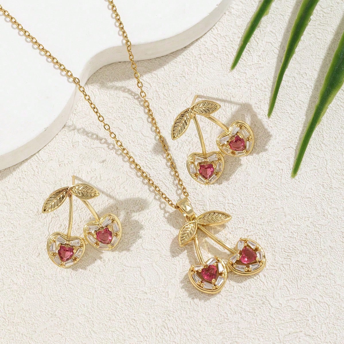 1 Set Collier et Boucles d'Oreilles en Acier Inoxydable avec Chaîne, Pendentif Goutte — vue 7