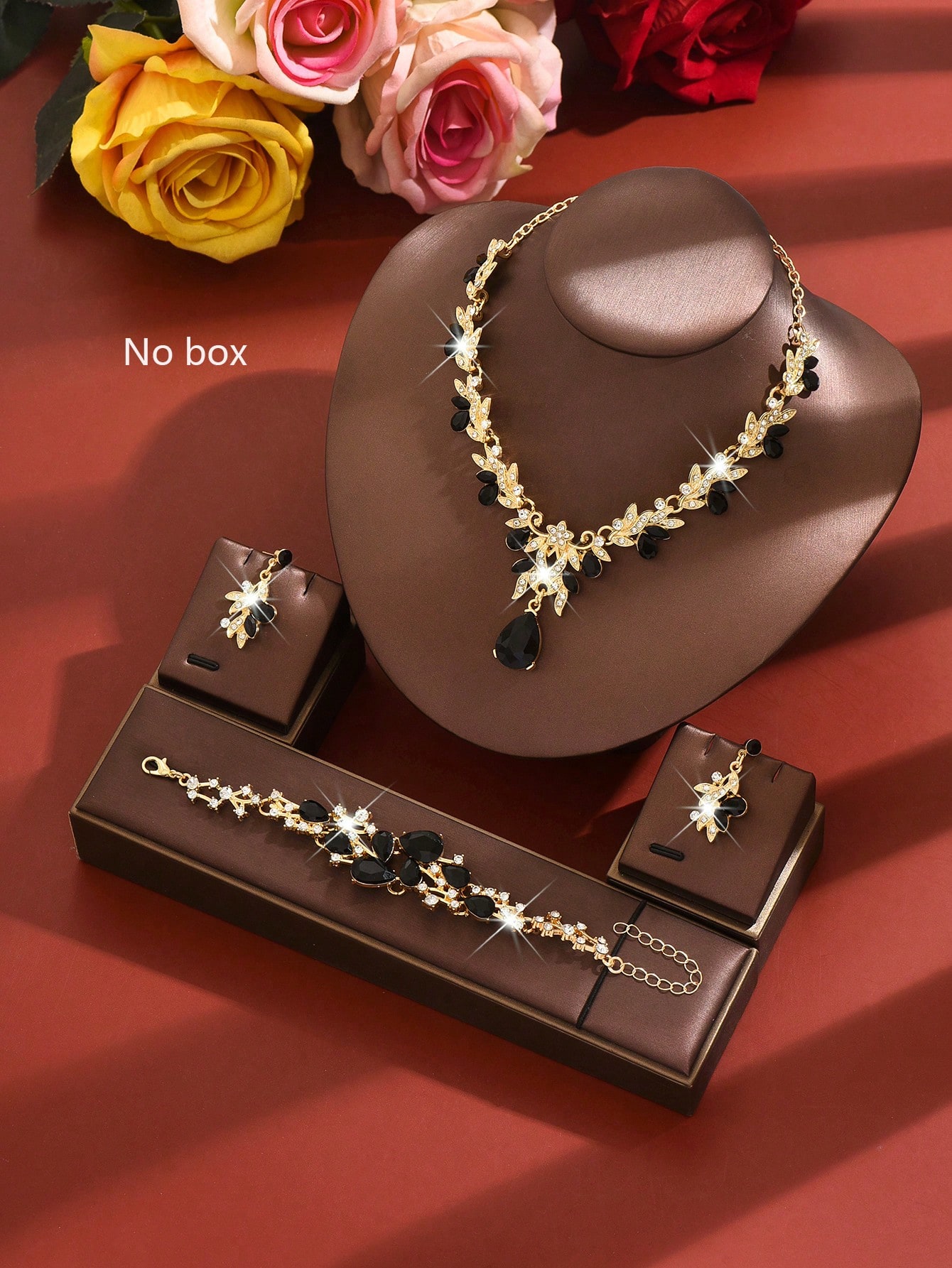 Ensemble de bijoux de mode comprenant un collier et des boucles d'oreilles brillants avec — vue 12