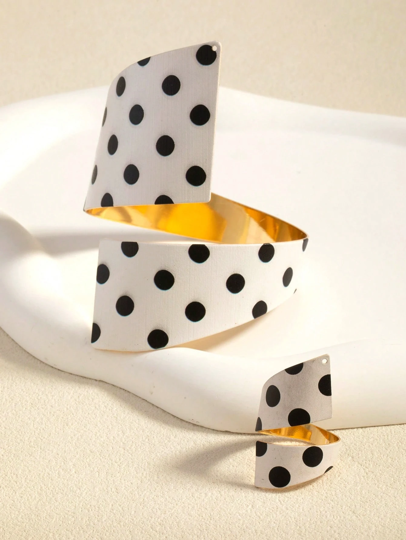 /set Bracelet et bague à aile texturée personnalisée de style européen et américain, — vue 10