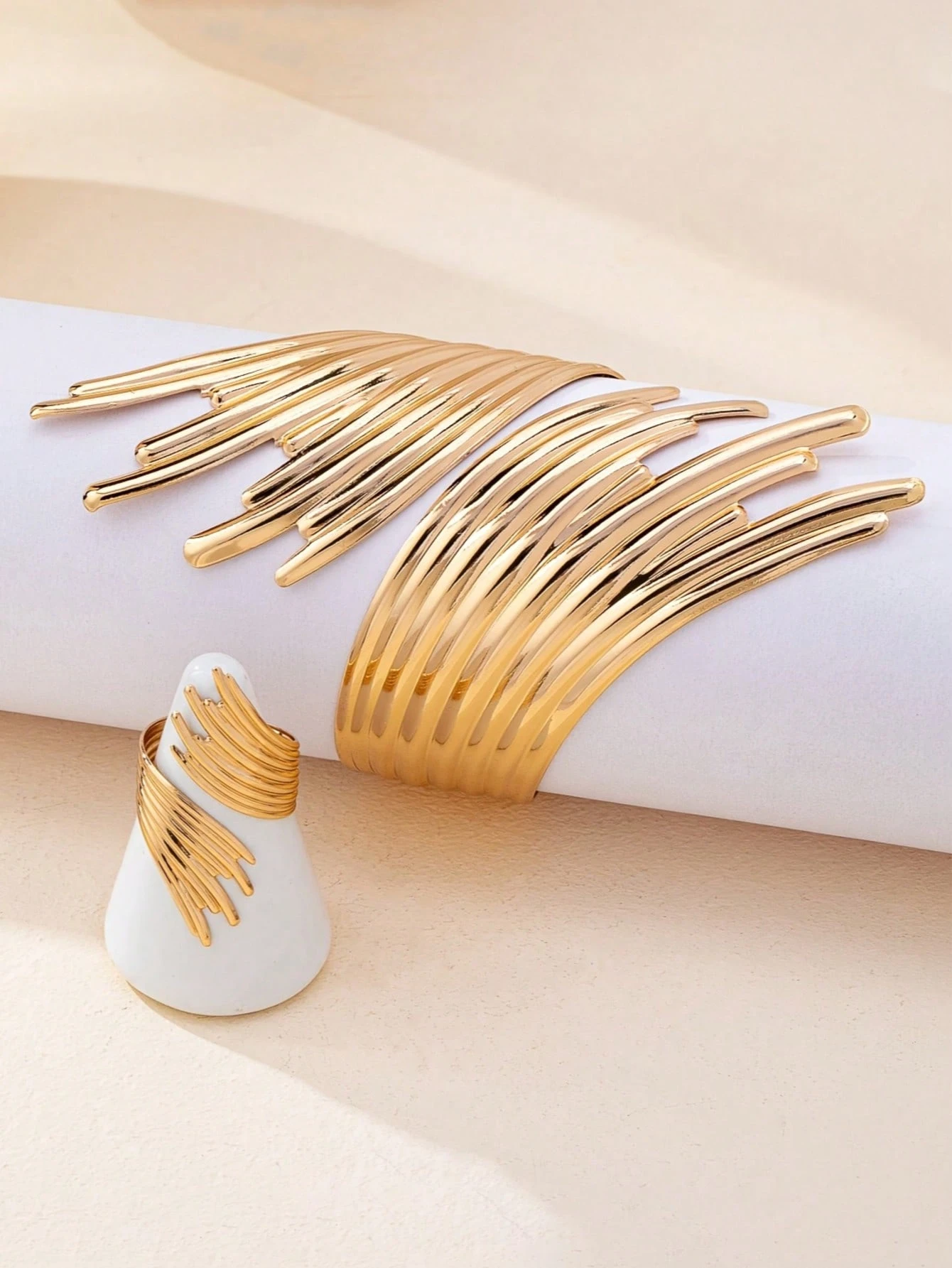 /Ensemble Bracelet et Bague à Ailes Texturées Style Européen et Américain Mode — vue 7