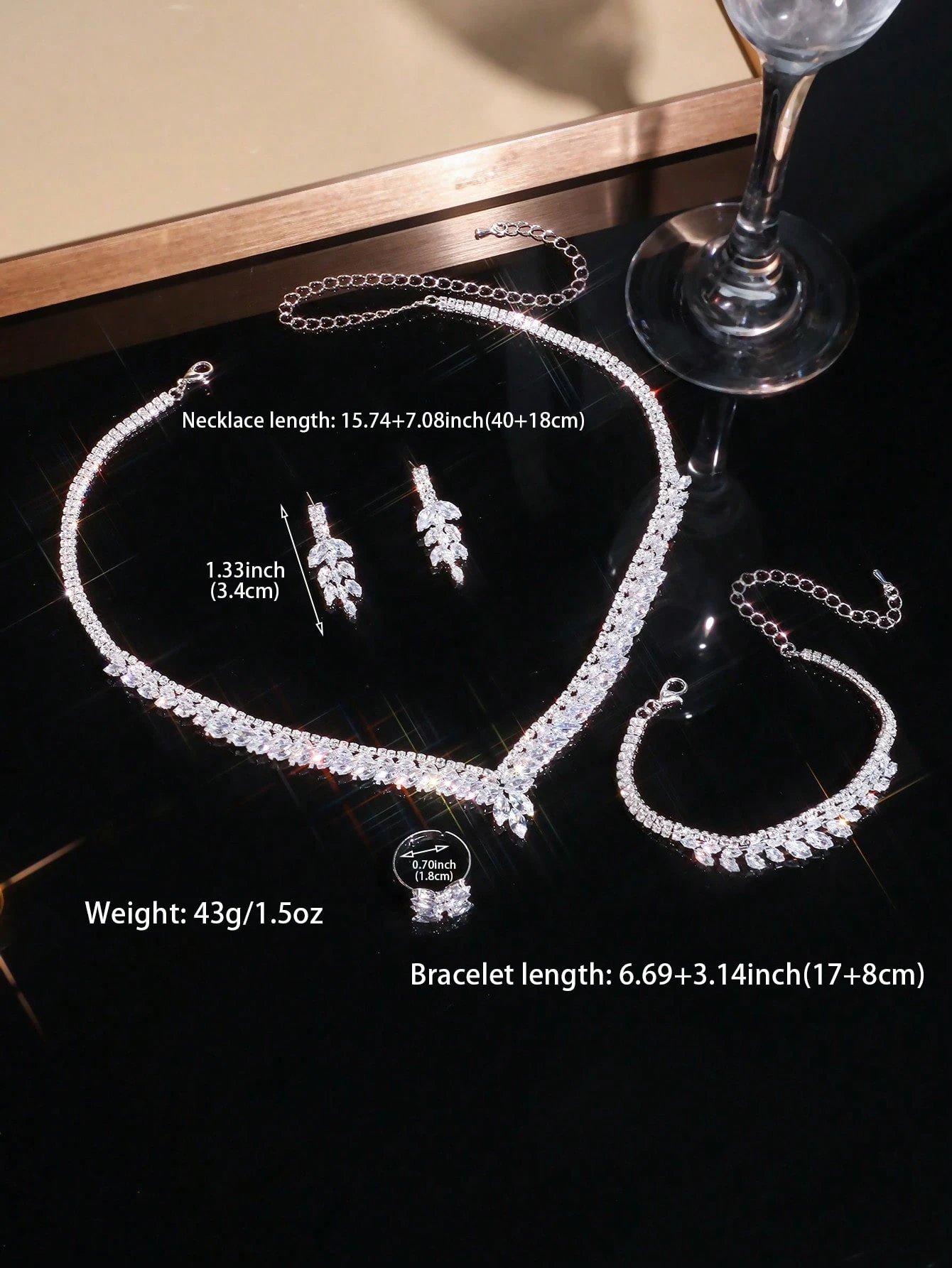1 set de collier en zirconium en forme de V pour femmes, bijoux de mode de luxe en — vue 7