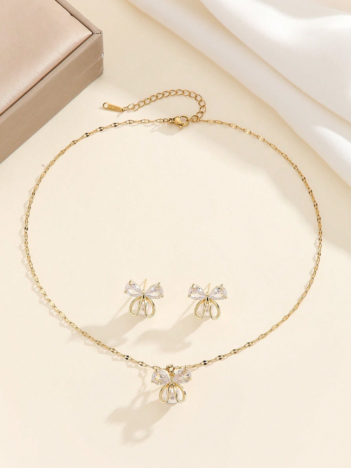 1 Set Collier et Boucles d'Oreilles en Acier Inoxydable avec Chaîne, Pendentif Goutte — vue 14