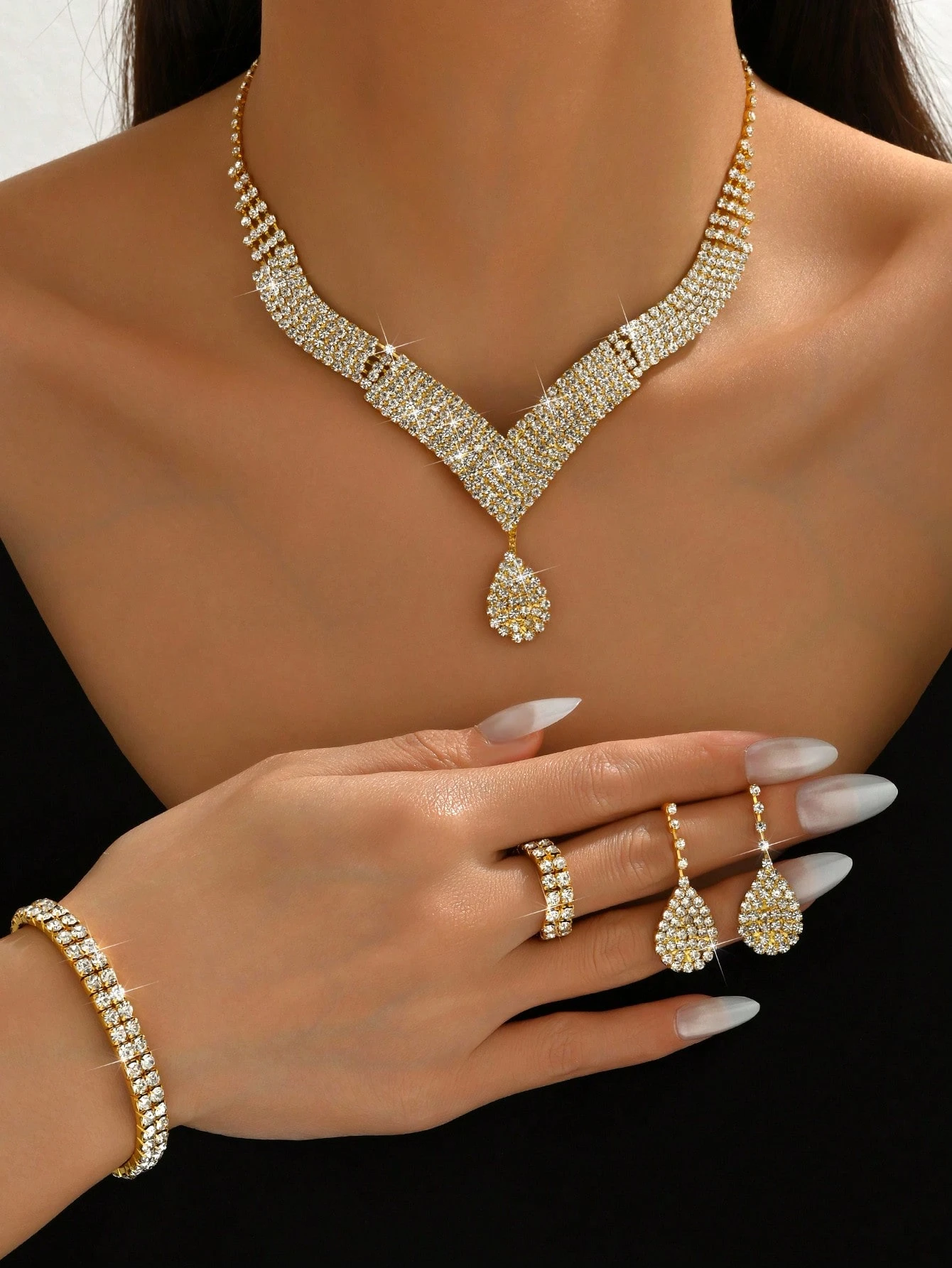 /set Ensemble de bijoux Collier, Boucles d'oreilles, Bracelet, Bague pour Femmes, — vue 3