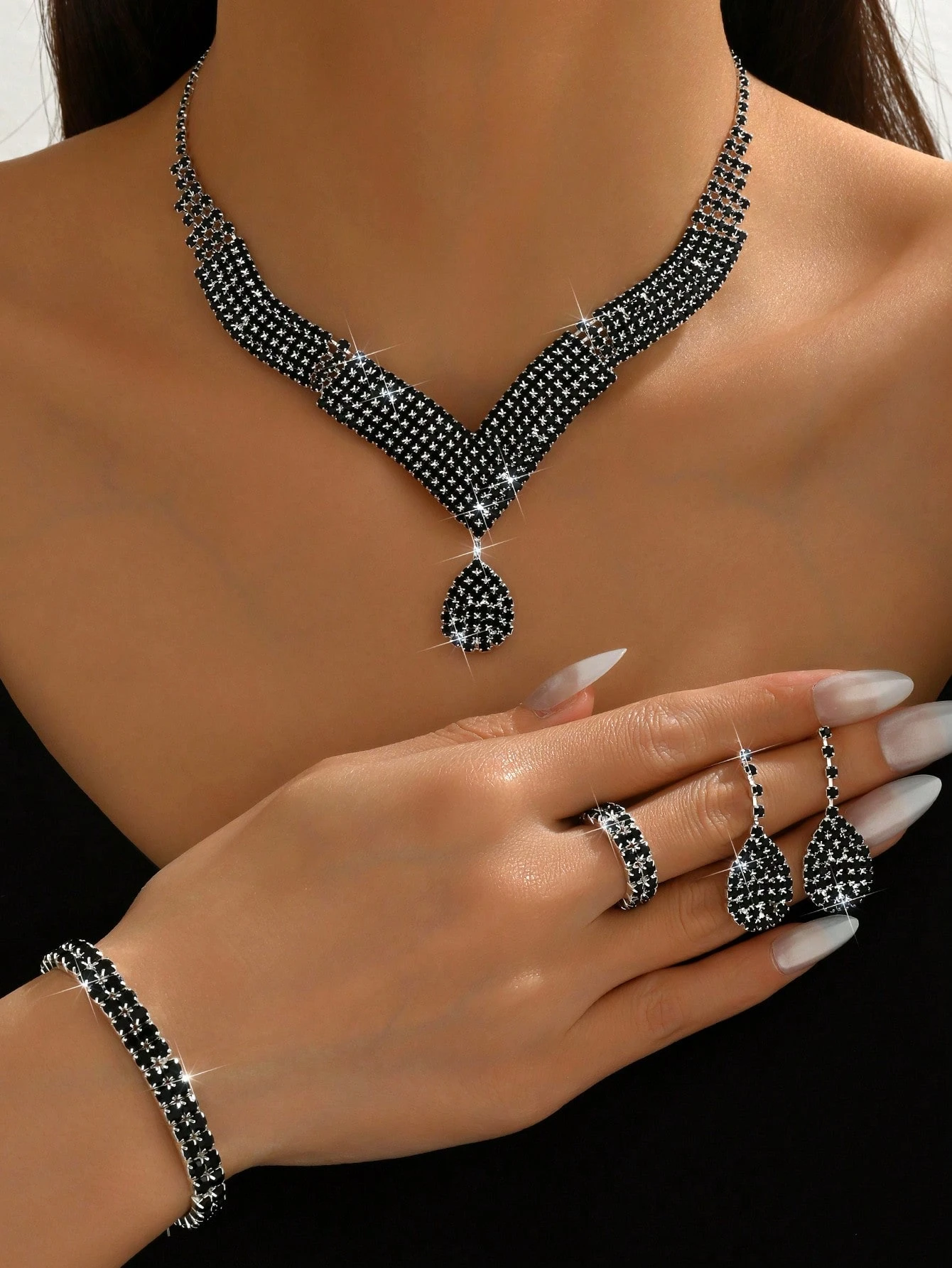 /set Ensemble de bijoux Collier, Boucles d'oreilles, Bracelet, Bague pour Femmes, — vue 2