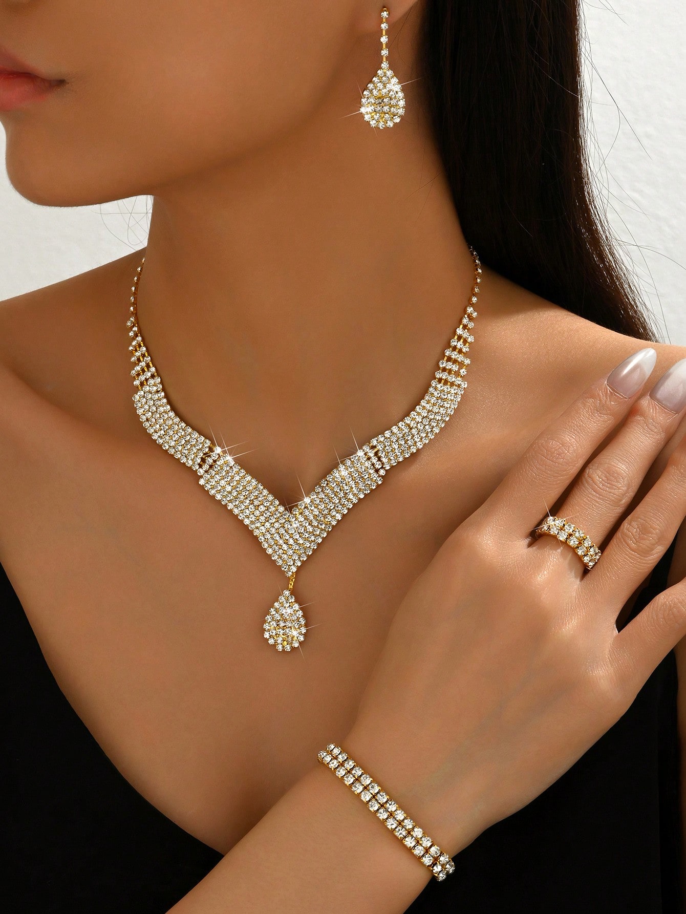 /set Ensemble de bijoux Collier, Boucles d'oreilles, Bracelet, Bague pour Femmes, — vue 6