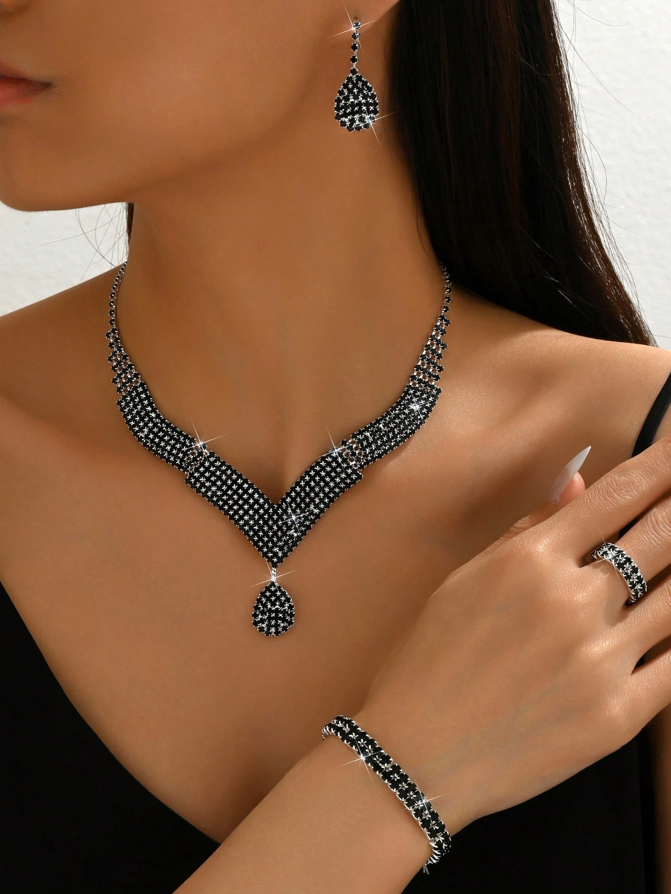 /set Ensemble de bijoux Collier, Boucles d'oreilles, Bracelet, Bague pour Femmes, — vue 5