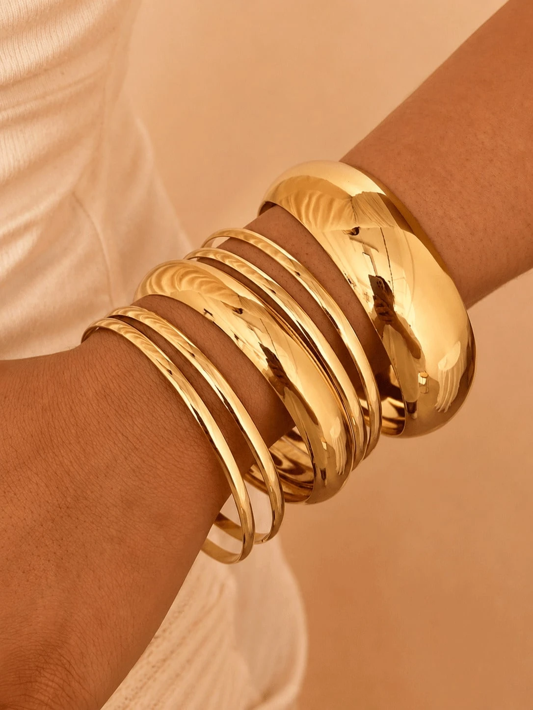 Ensemble de bracelets minimalistes lisses pour femmes, convient pour les festivals, les — vue 2
