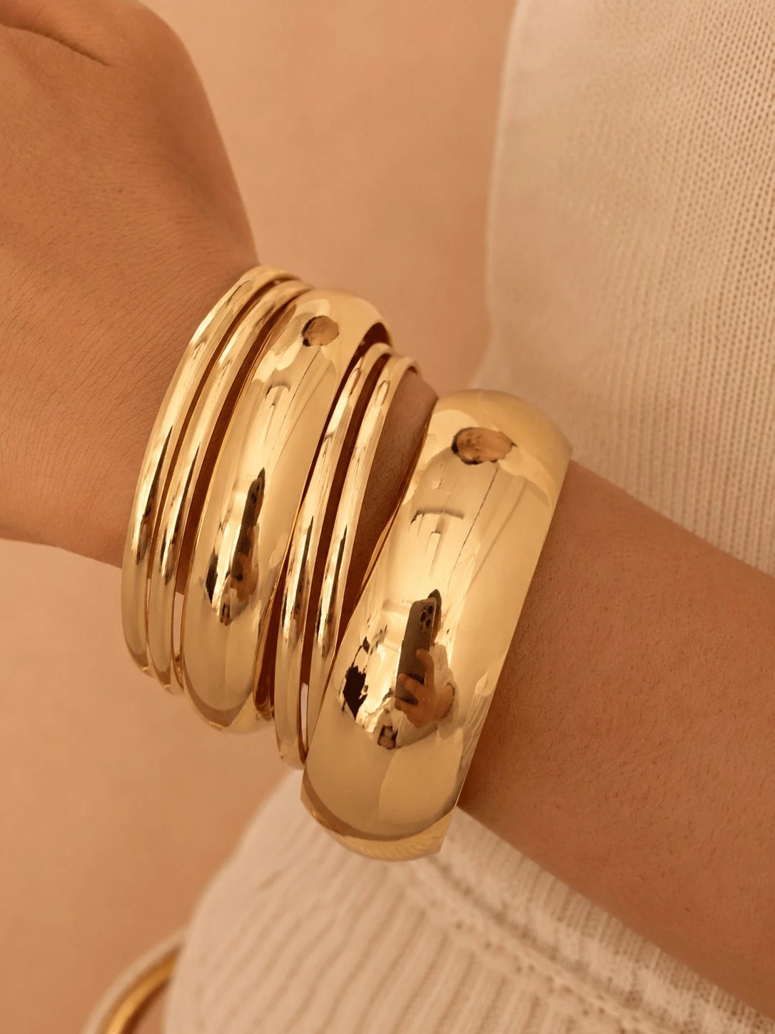 Ensemble de bracelets minimalistes lisses pour femmes, convient pour les festivals, les — vue 4