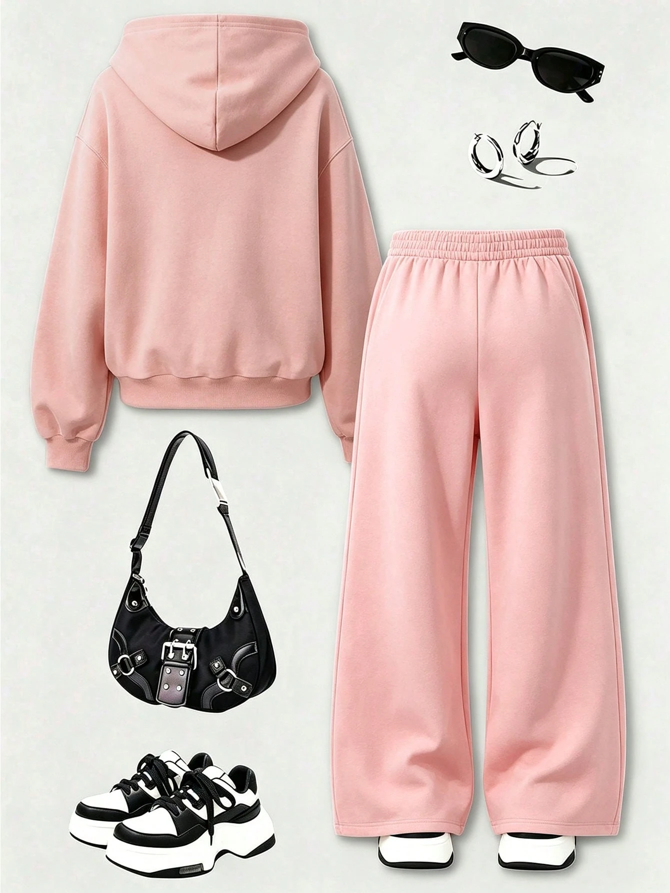Ensemble 2 pièces pour adolescentes: sweat-shirt à capuche zippé imprimé lettres style — vue 6
