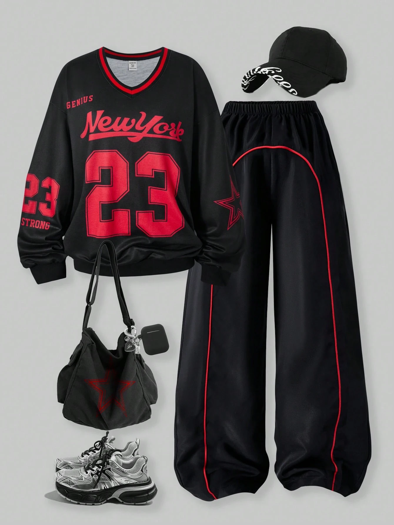 Tenues d'automne pour adolescentes 2 pièces/set Sweat-shirt à capuche col en V avec — vue 3