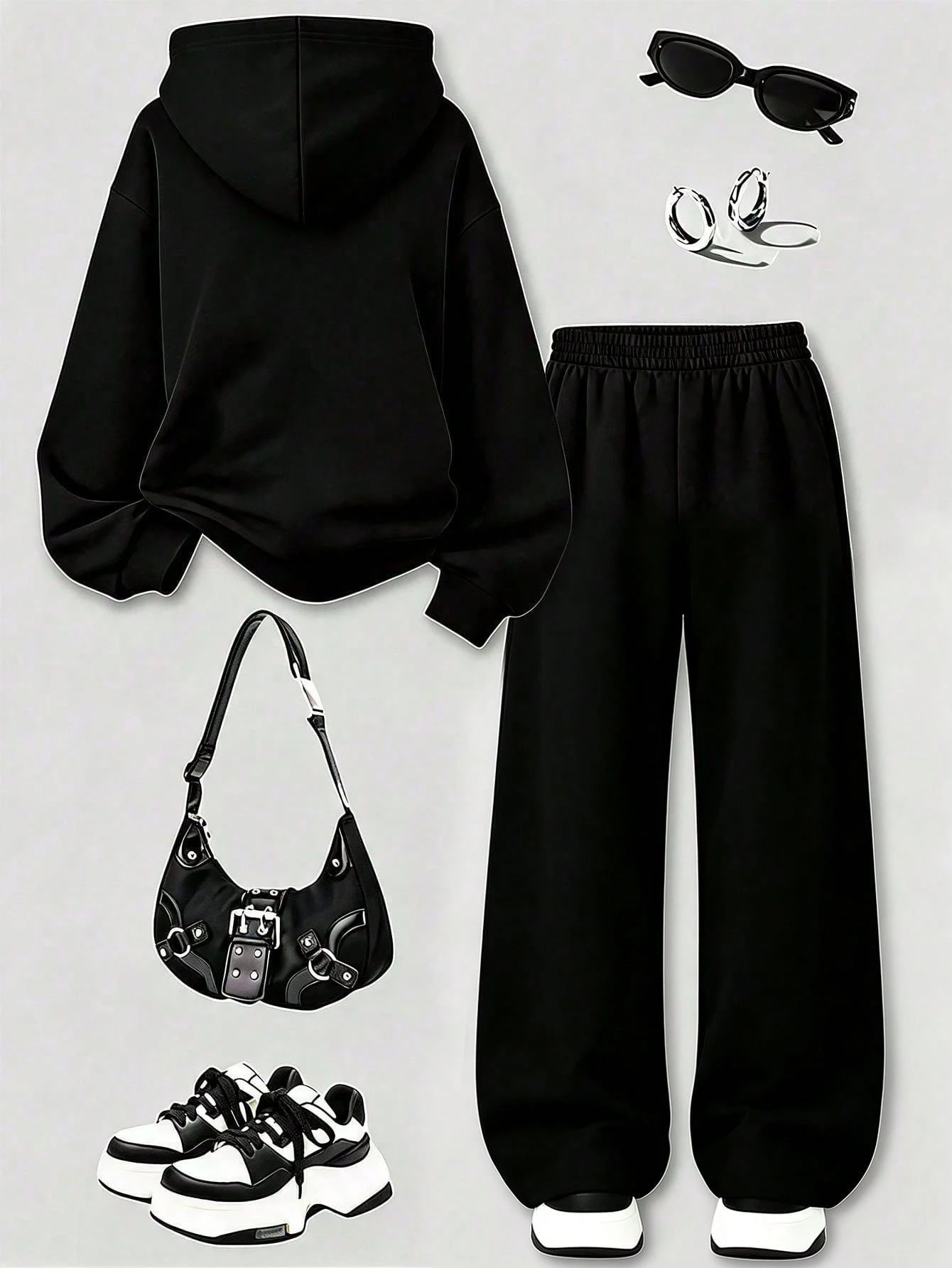 Ensemble 2 pièces pour adolescentes: sweat-shirt à capuche zippé imprimé lettres style — vue 7