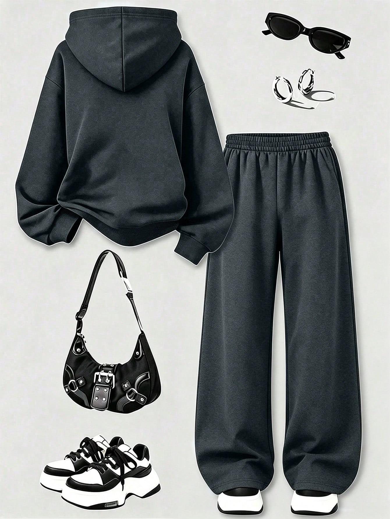 Ensemble 2 pièces sweat-shirt à capuche zippé + pantalon long décontracté pour — vue 5