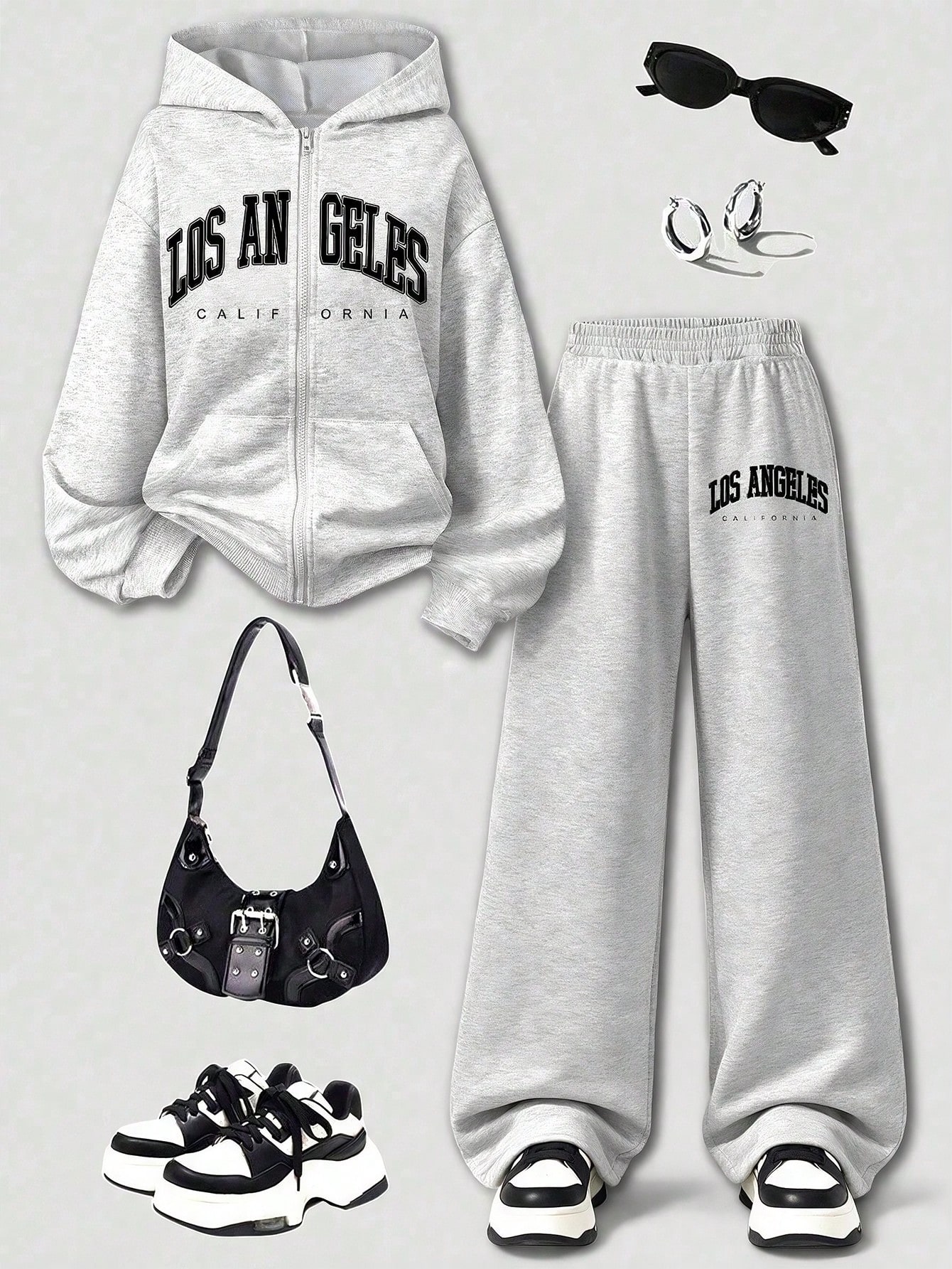 Ensemble 2 pièces sweat-shirt à capuche zippé + pantalon long décontracté pour — vue 3