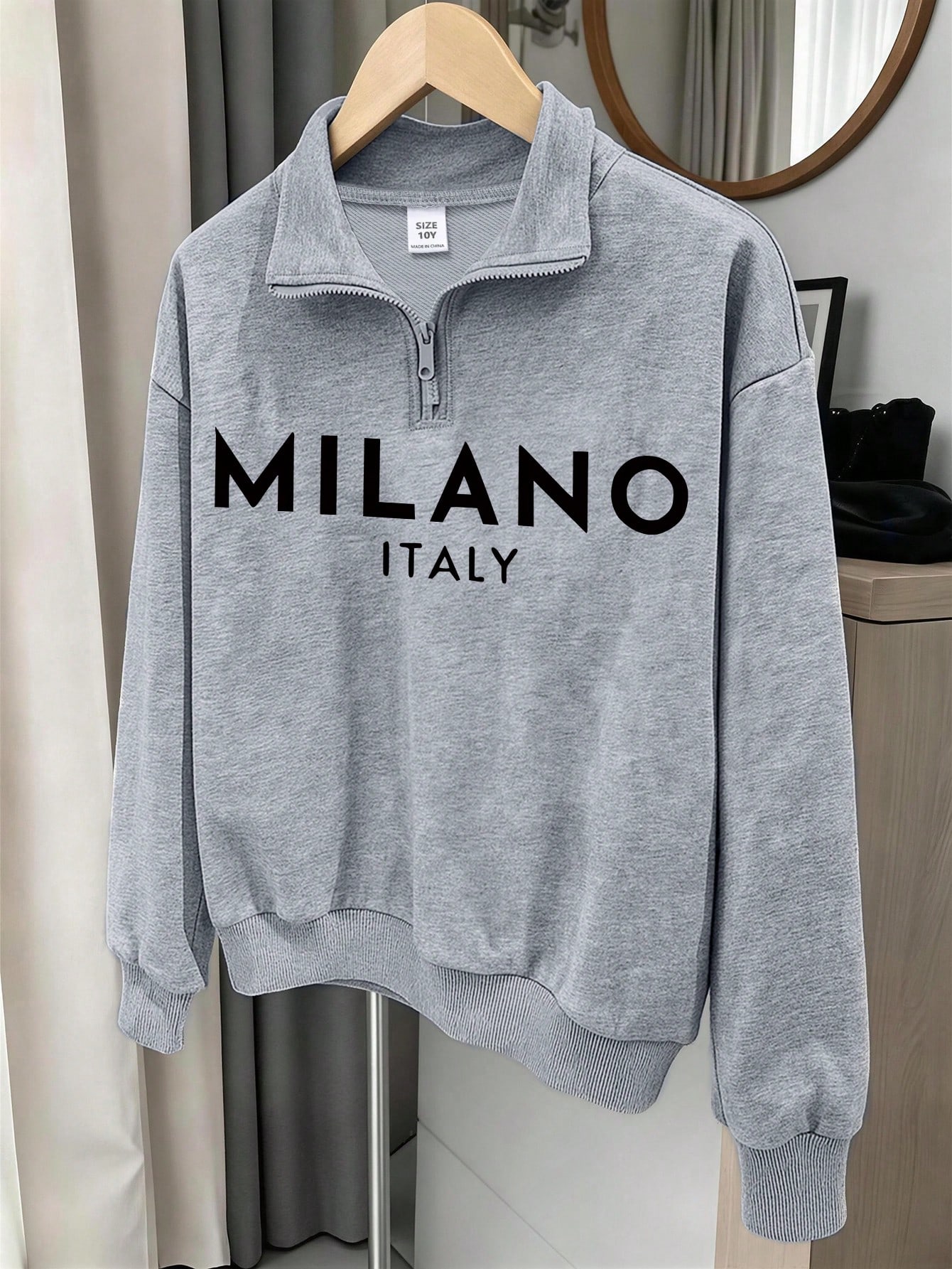 Ensemble 2 pièces sweat-shirt à demi-zip et pantalon large pour jeunes femmes et filles, — vue 6