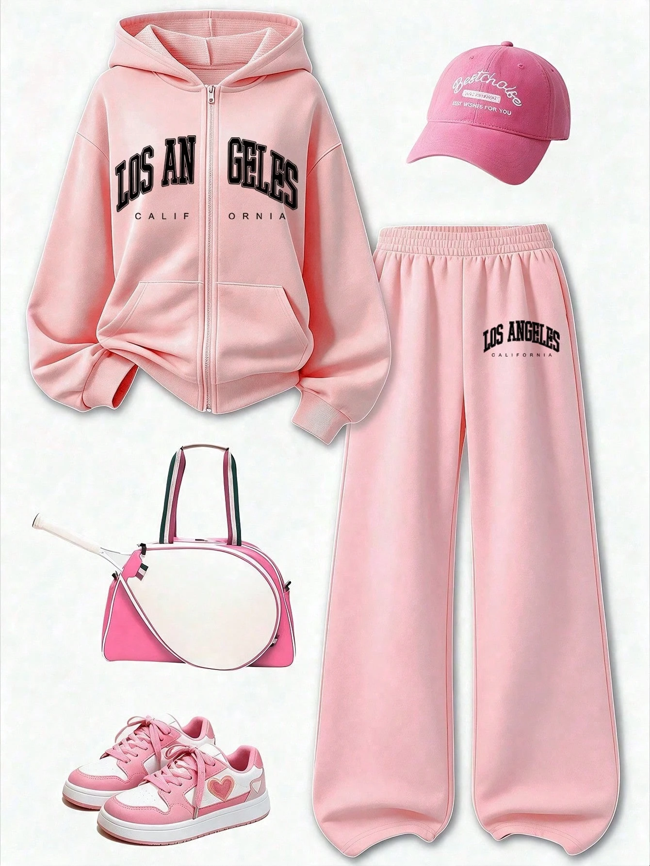 Ensemble 2 pièces sweat-shirt à capuche zippé + pantalon long décontracté pour — vue 4