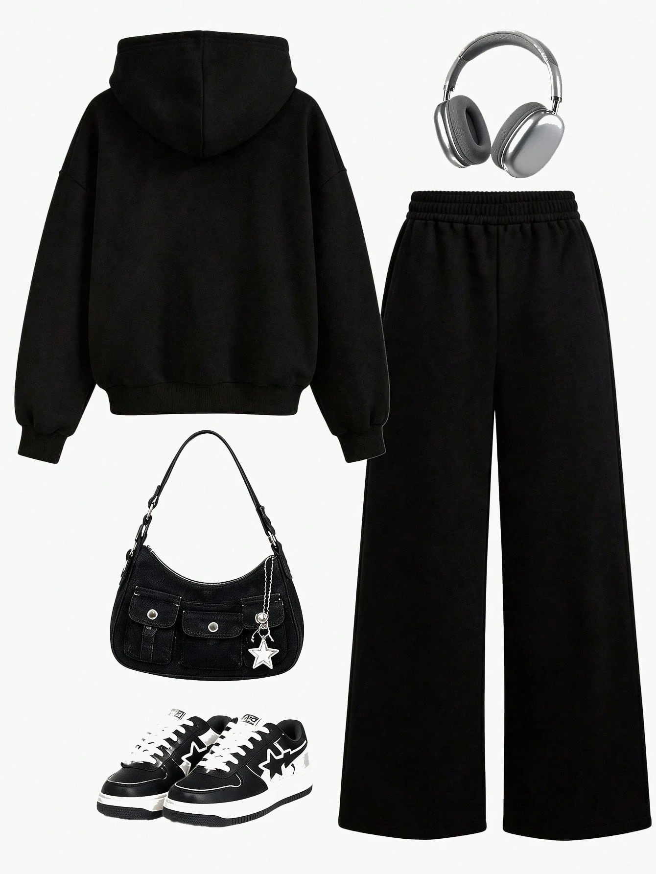 Ensemble 2 pièces pour adolescentes, sweat-shirt à capuche imprimé polyvalent + pantalon — vue 3