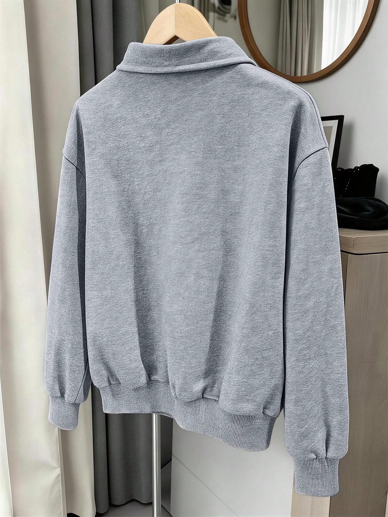 Ensemble 2 pièces sweat-shirt à demi-zip et pantalon large pour jeunes femmes et filles, — vue 7