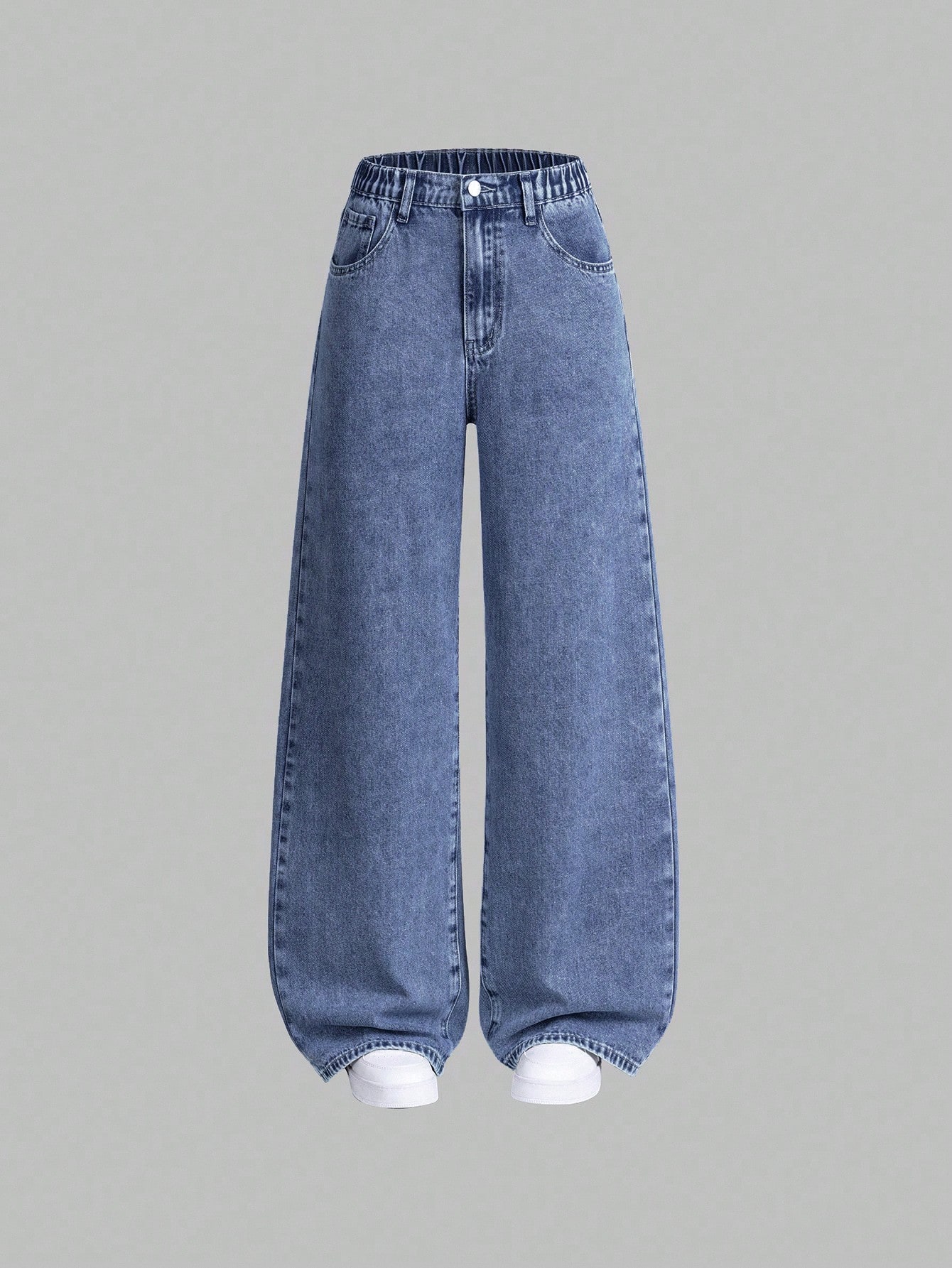 2 pièces Jeans décontractés à jambe droite ample et polyvalente pour adolescentes — vue 3