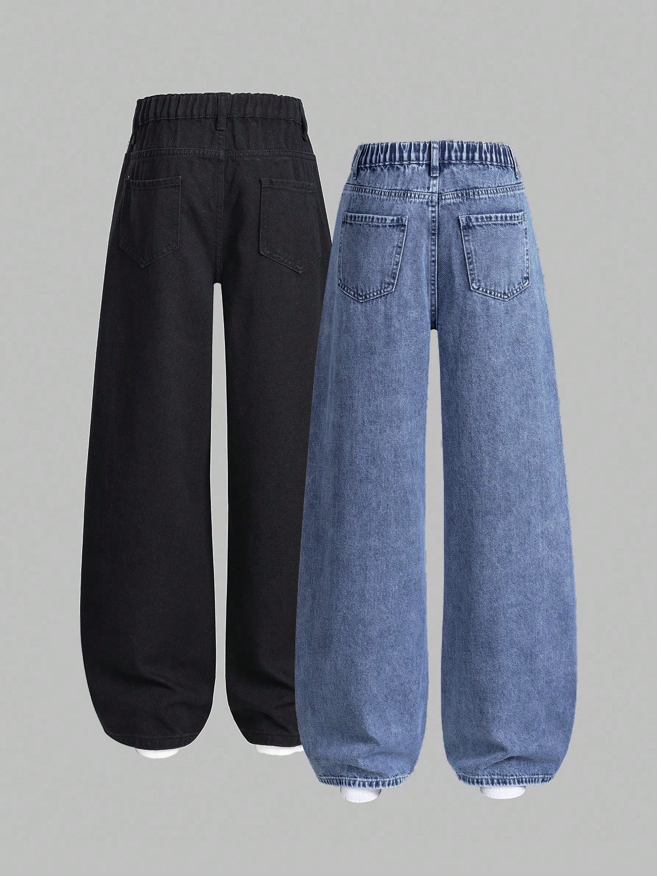 2 pièces Jeans décontractés à jambe droite ample et polyvalente pour adolescentes — vue 2