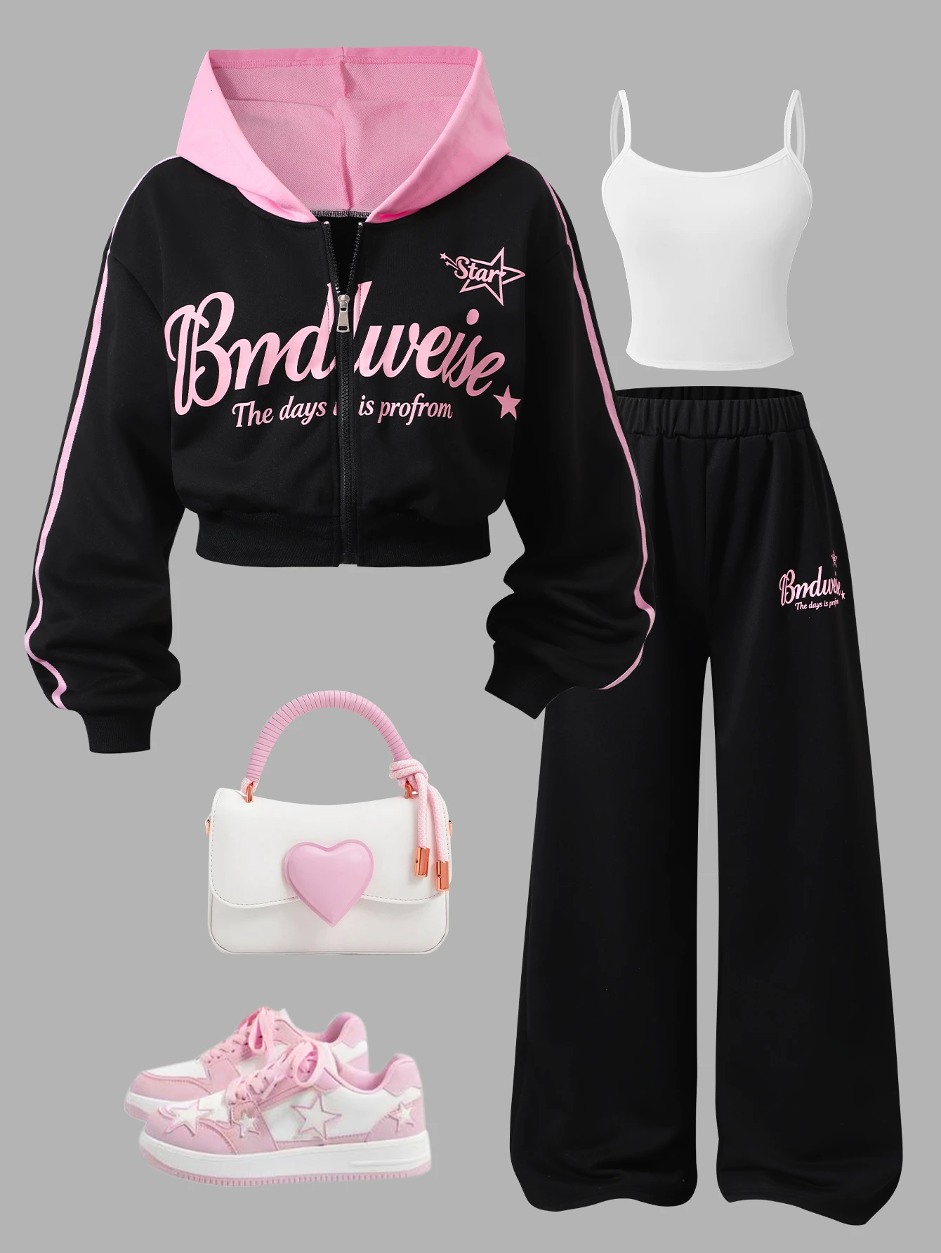 Ensemble 3 pièces pour adolescent, style décontracté streetwear, mignon et — vue 2