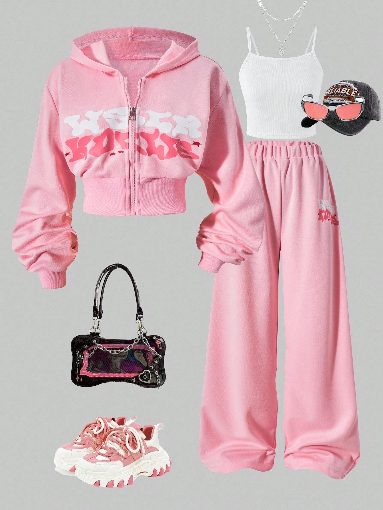 Ensemble 3 pièces pour adolescent, style décontracté streetwear, mignon et — vue 4