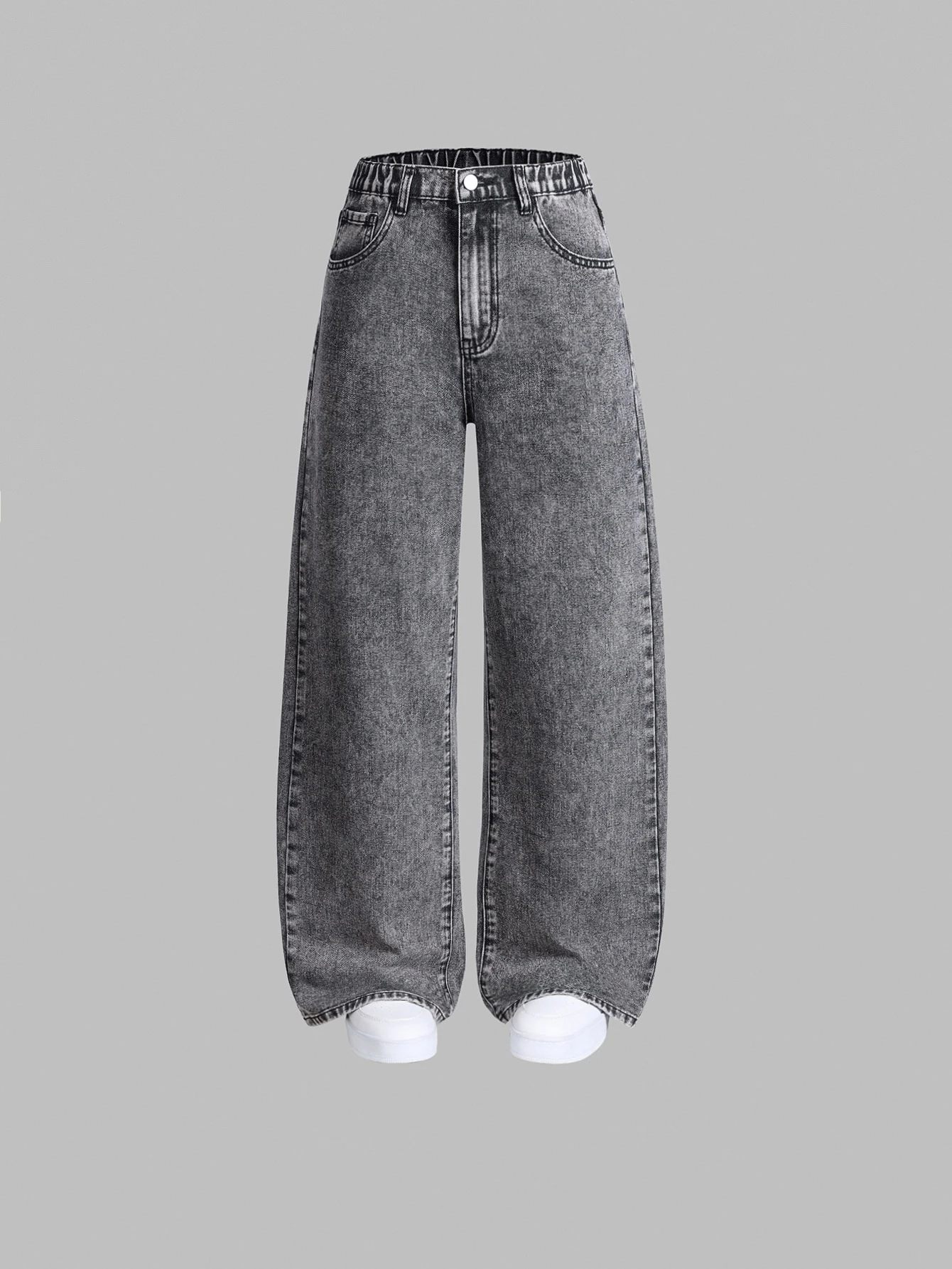 2 pièces Jeans décontractés à jambe droite ample et polyvalente pour adolescentes — vue 10