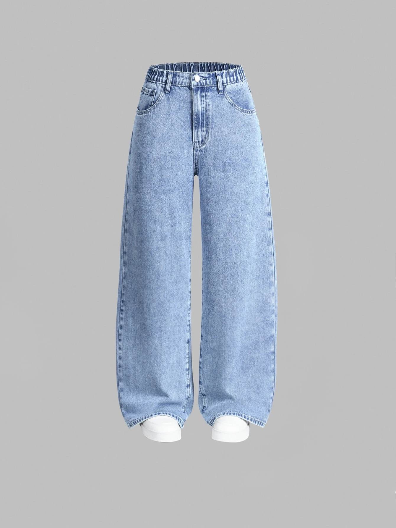 2 pièces Jeans décontractés à jambe droite ample et polyvalente pour adolescentes — vue 11