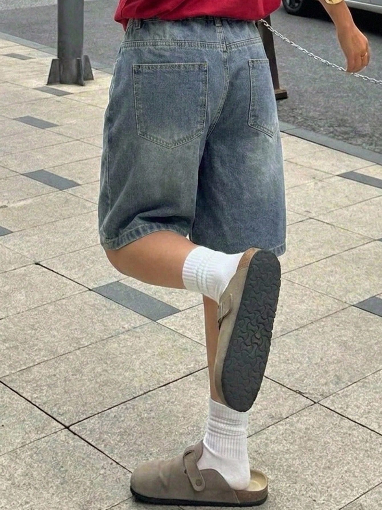 Shorts en jean ample à design de poche lavé rétro Y2K pour adolescentes, shorts en — vue 10