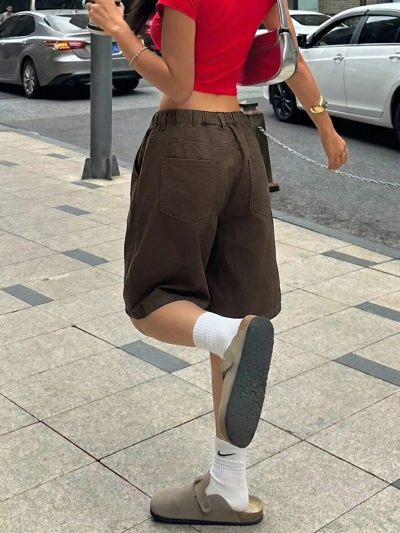 Shorts en jean ample à design de poche lavé rétro Y2K pour adolescentes, shorts en — vue 11