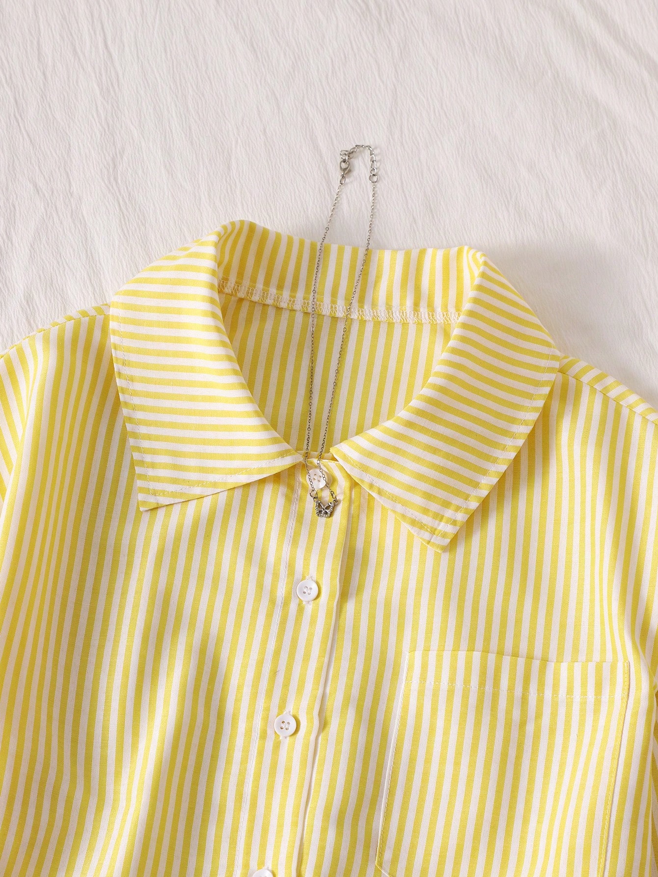 Chemise à manches courtes pour adolescente, imprimé carreaux noir et blanc avec — vue 12