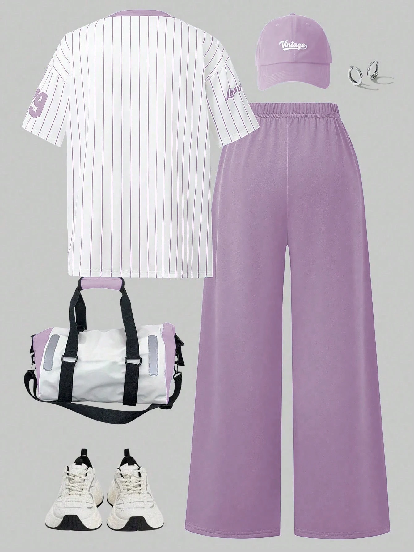 Ensemble 2 pièces/set streetwear pour adolescentes, top à col V manches courtes — vue 2