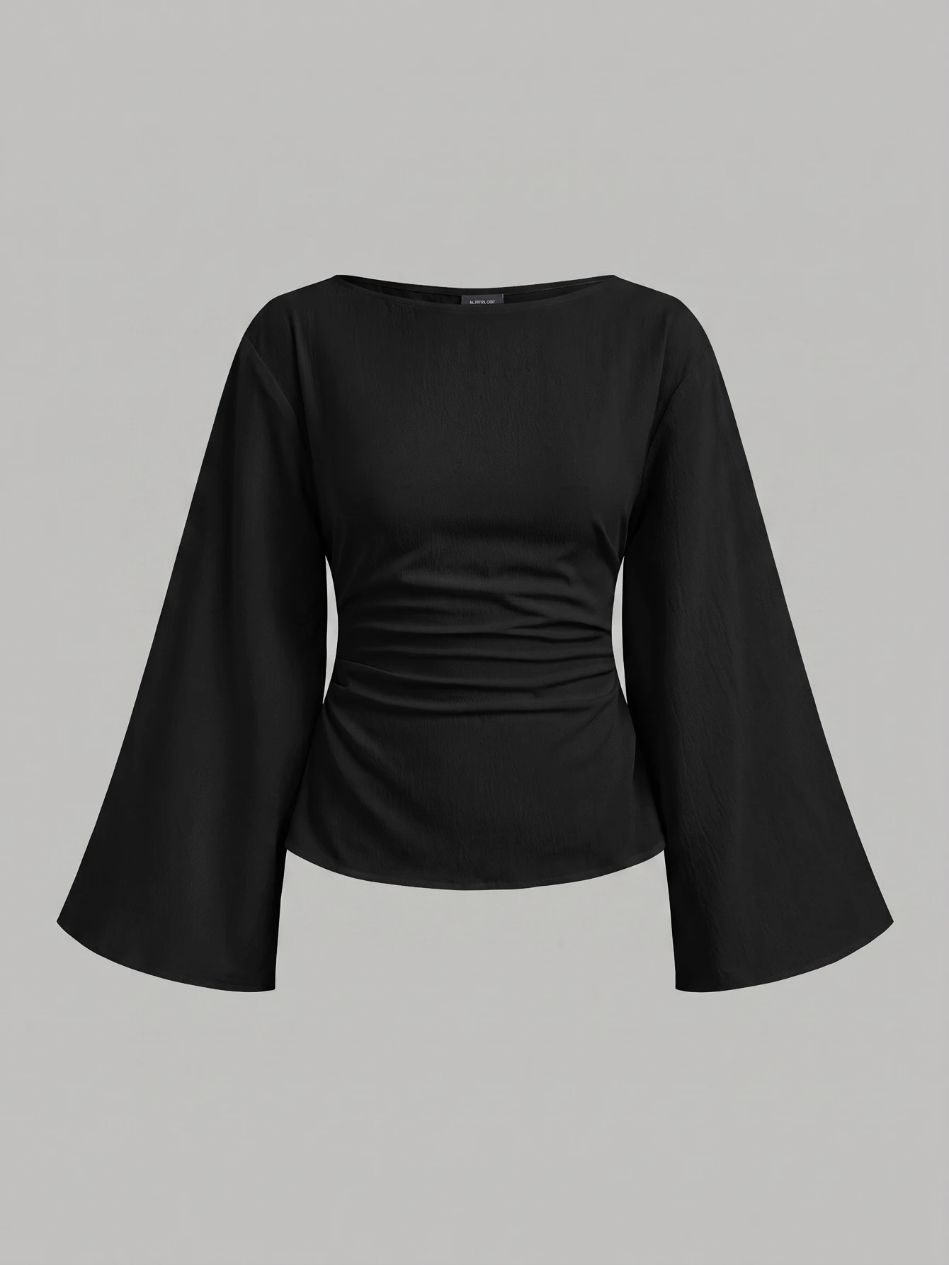 Blouses pour adolescentes, nouvelles, couleur noire unie, tissu tissé, chemise simple — vue 10