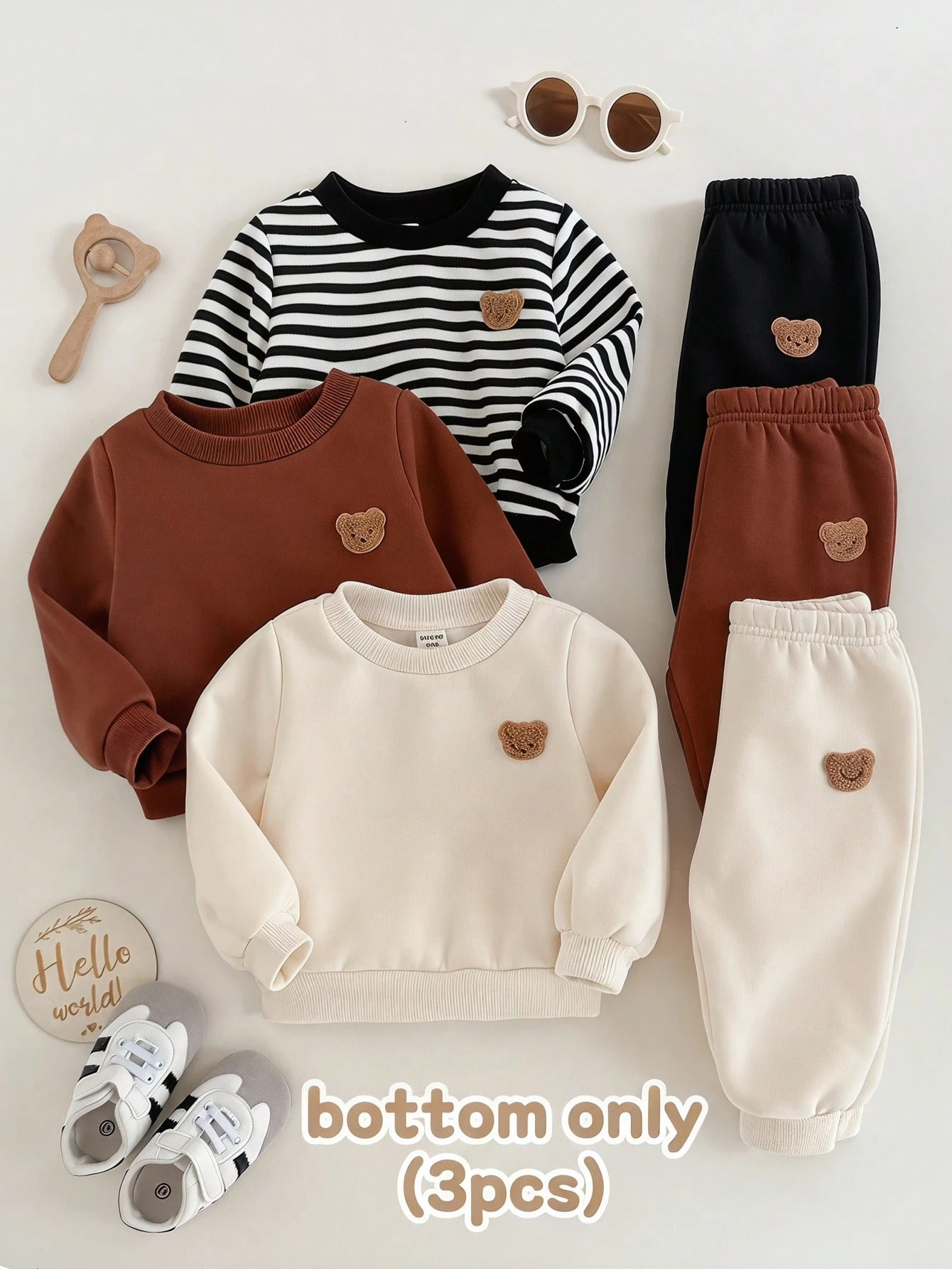 3 pièces/Ensemble Pantalons doublés de thermique pour bébé garçon/fille, Pantalons