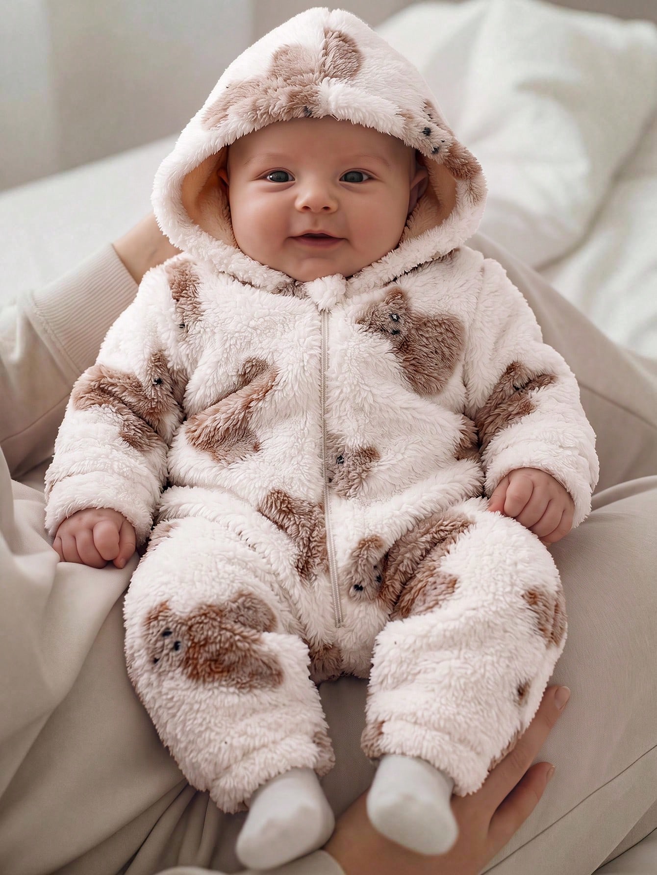 Vêtements de détente pour nouveau-nés garçon et fille, en peluche, motif ours de — vue 2