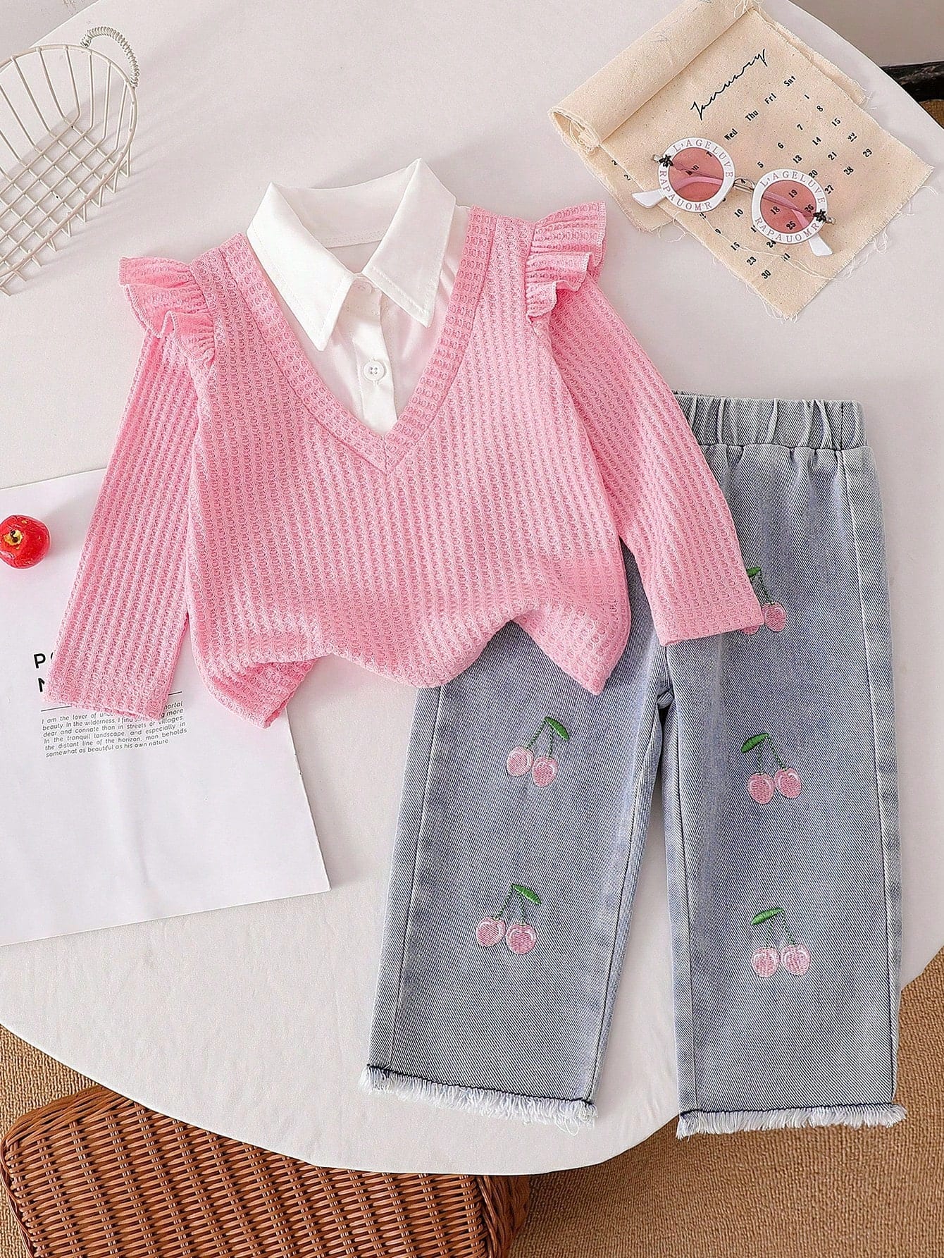 Vintaside Kids 2 pièces/Ensemble Bébé Filles décontracté Mignon Kawaii Top Chemise