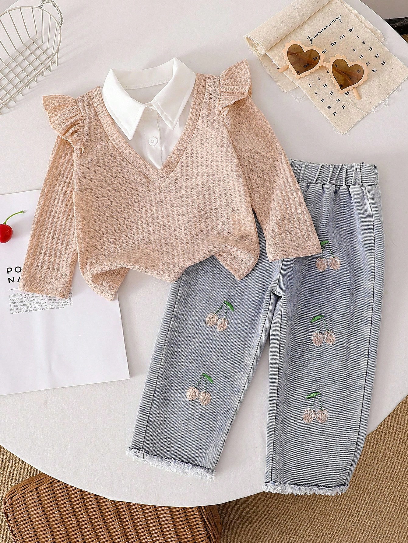Vintaside Kids 2 pièces/Ensemble Bébé Filles décontracté Mignon Kawaii Top Chemise — vue 2